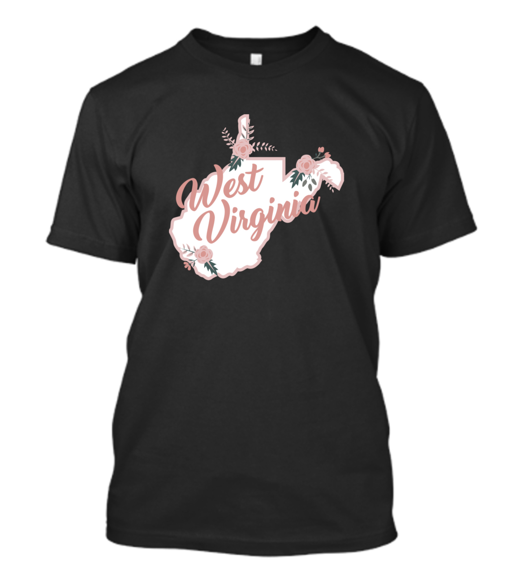 West Virginia Floral Map With Roses T-Shirt