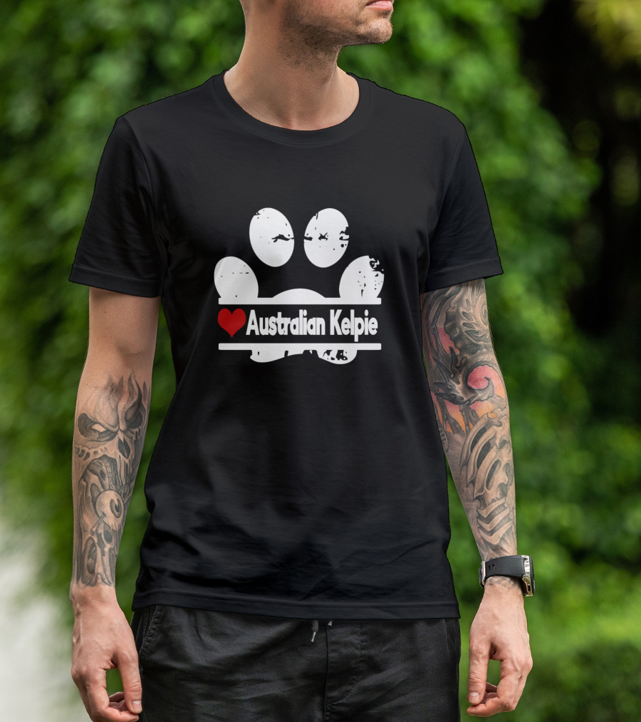 Love Australian Kelpie Dog Paw T-Shirt