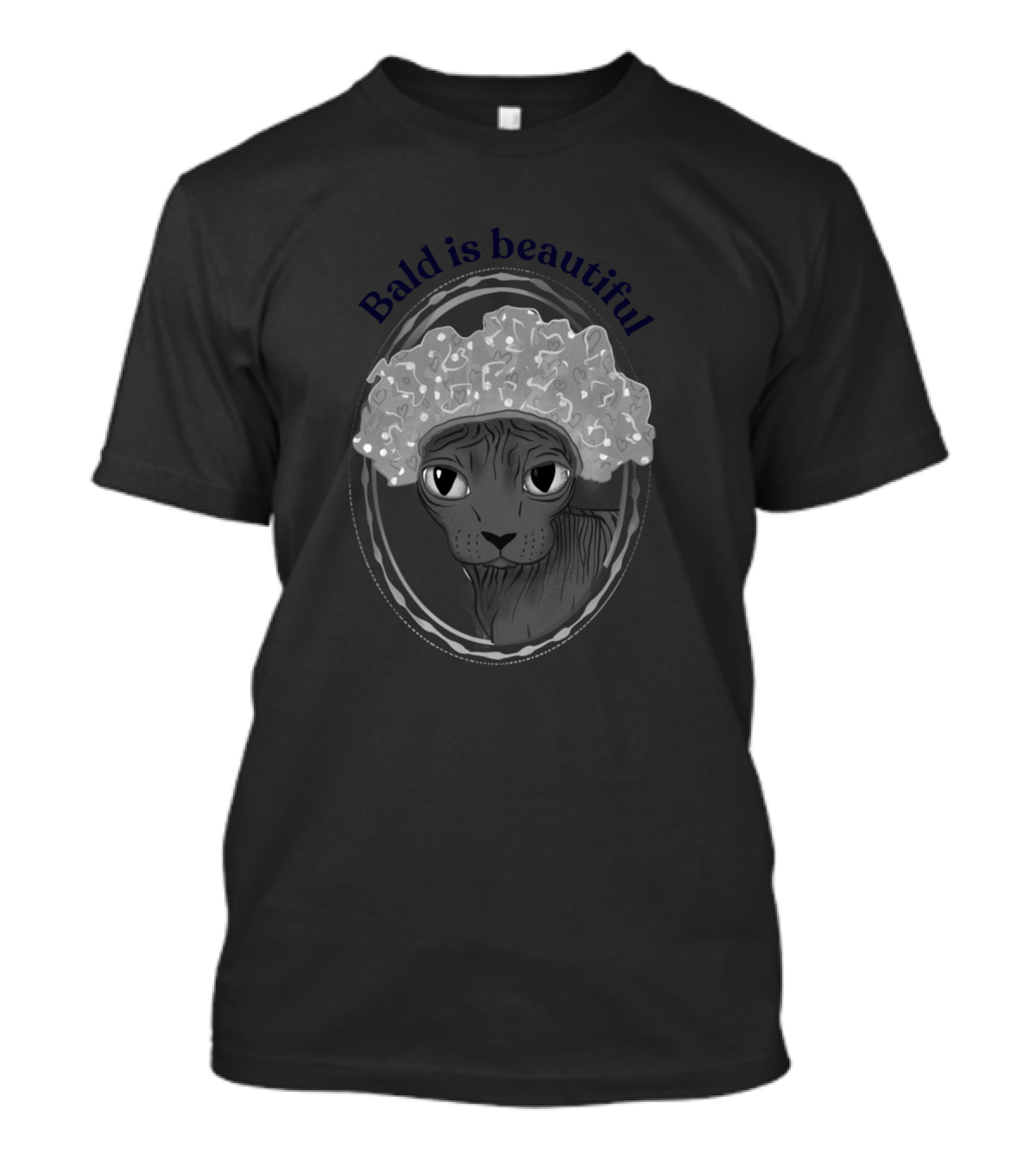 Bald Is Beautiful Sphynx Cat With Curly Hat Hairless Wrinkly T-Shirt
