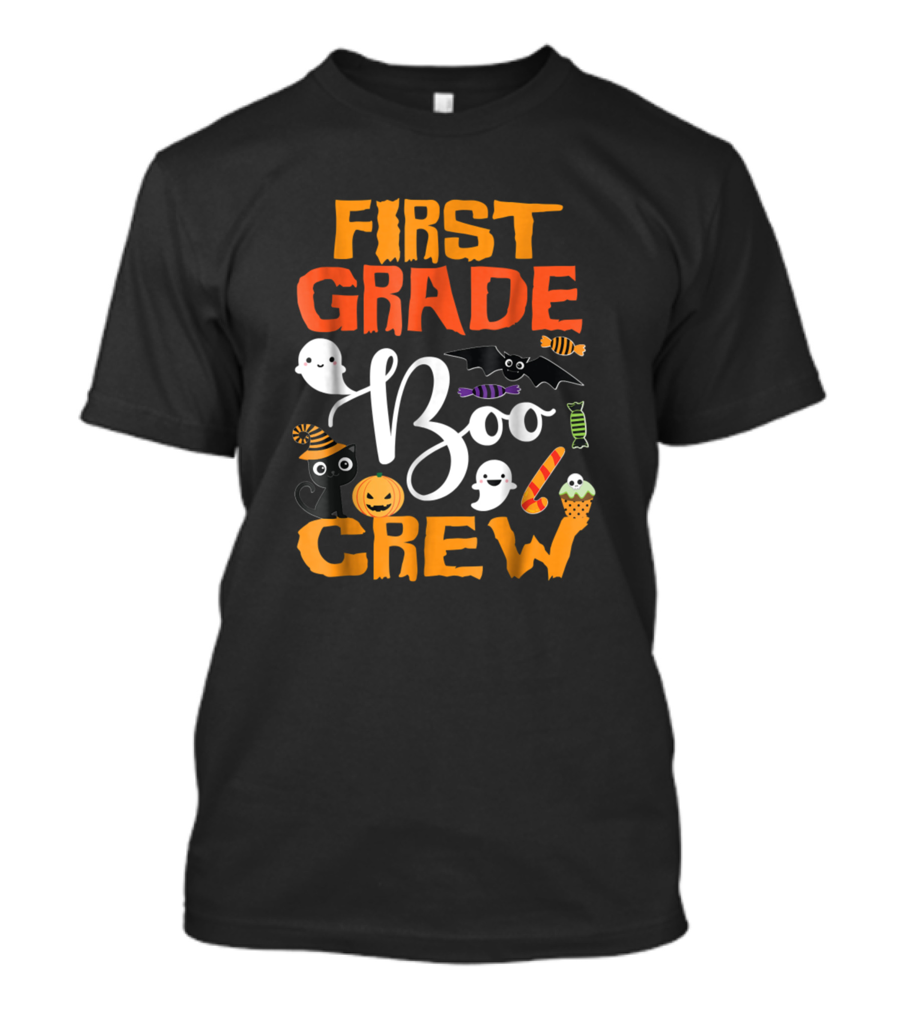 First Grade Boo Crew Black Cat Pumpkin Candy Ghost T-Shirt