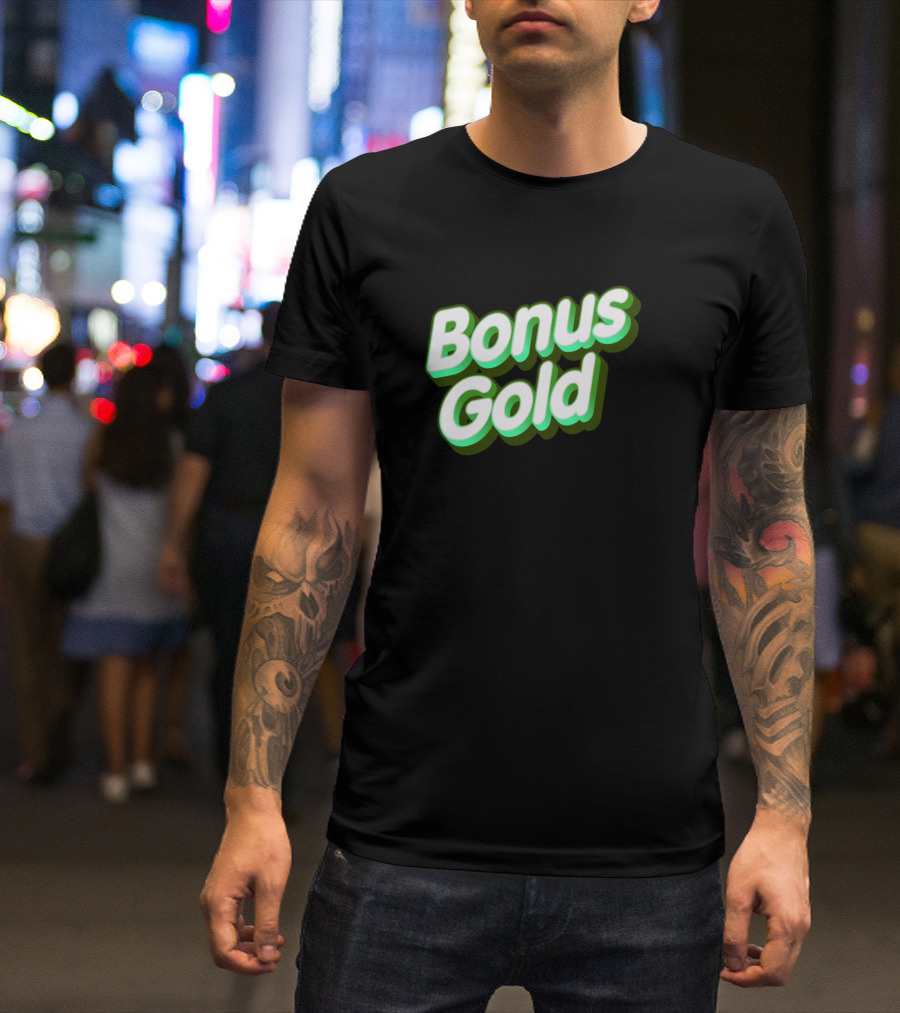 Bonus Gold Retro Style Text With Green Shadow T-Shirt