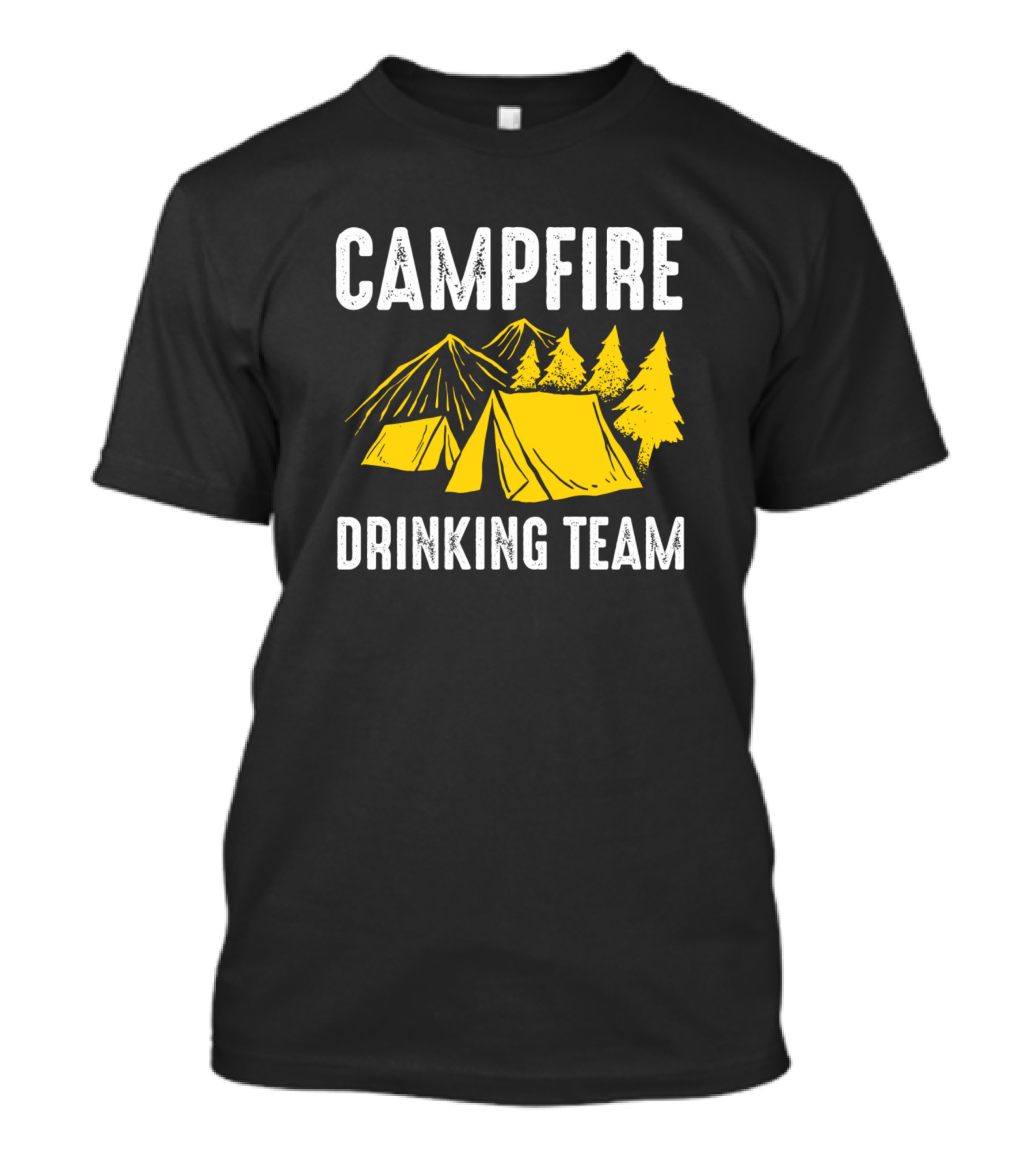 Campfire Drinking Team Camping Tents And Mountains T-Shirt
