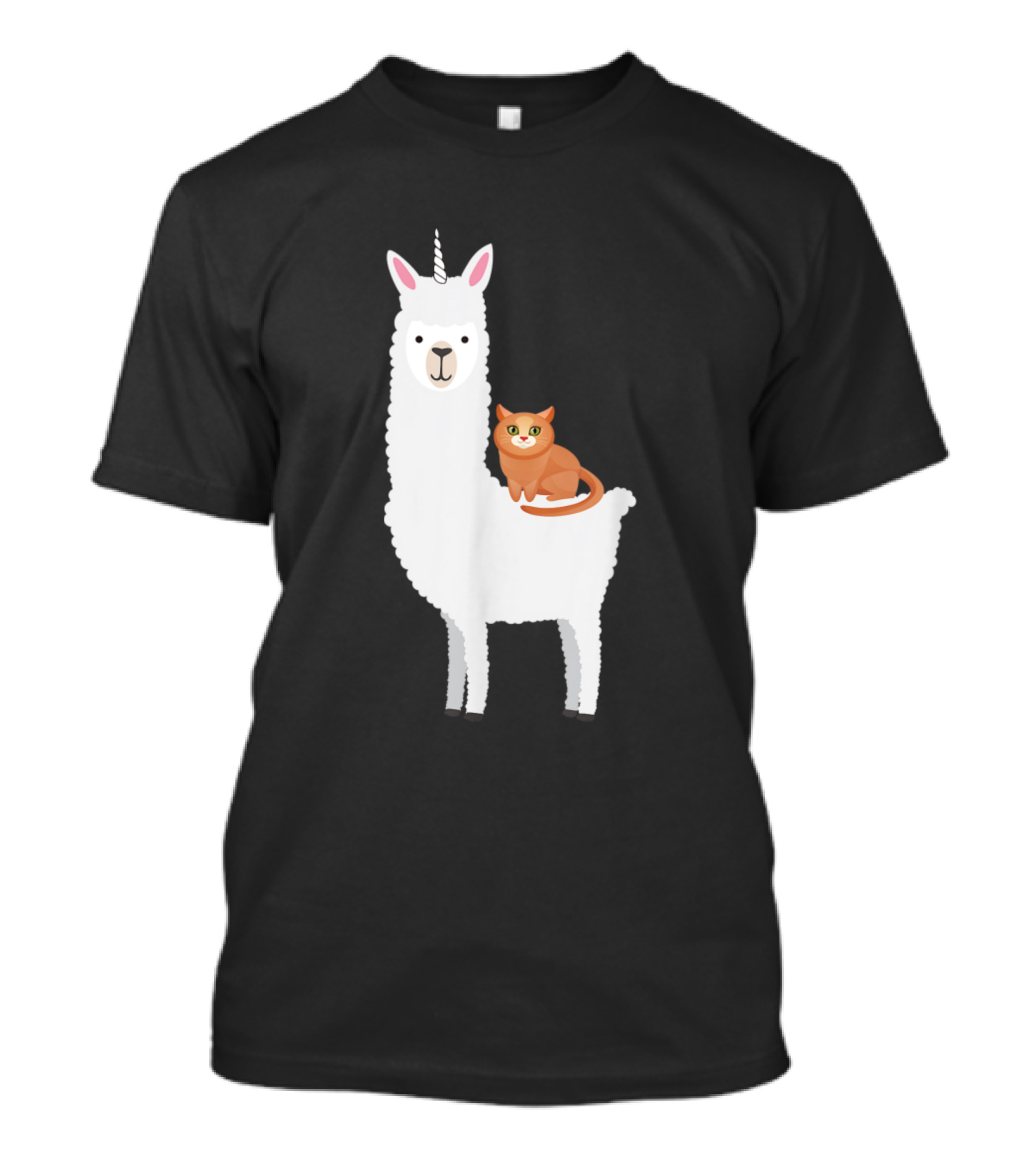 Cat Riding Llamacorn Funny Idea Llama Unicorn Desi T-Shirt