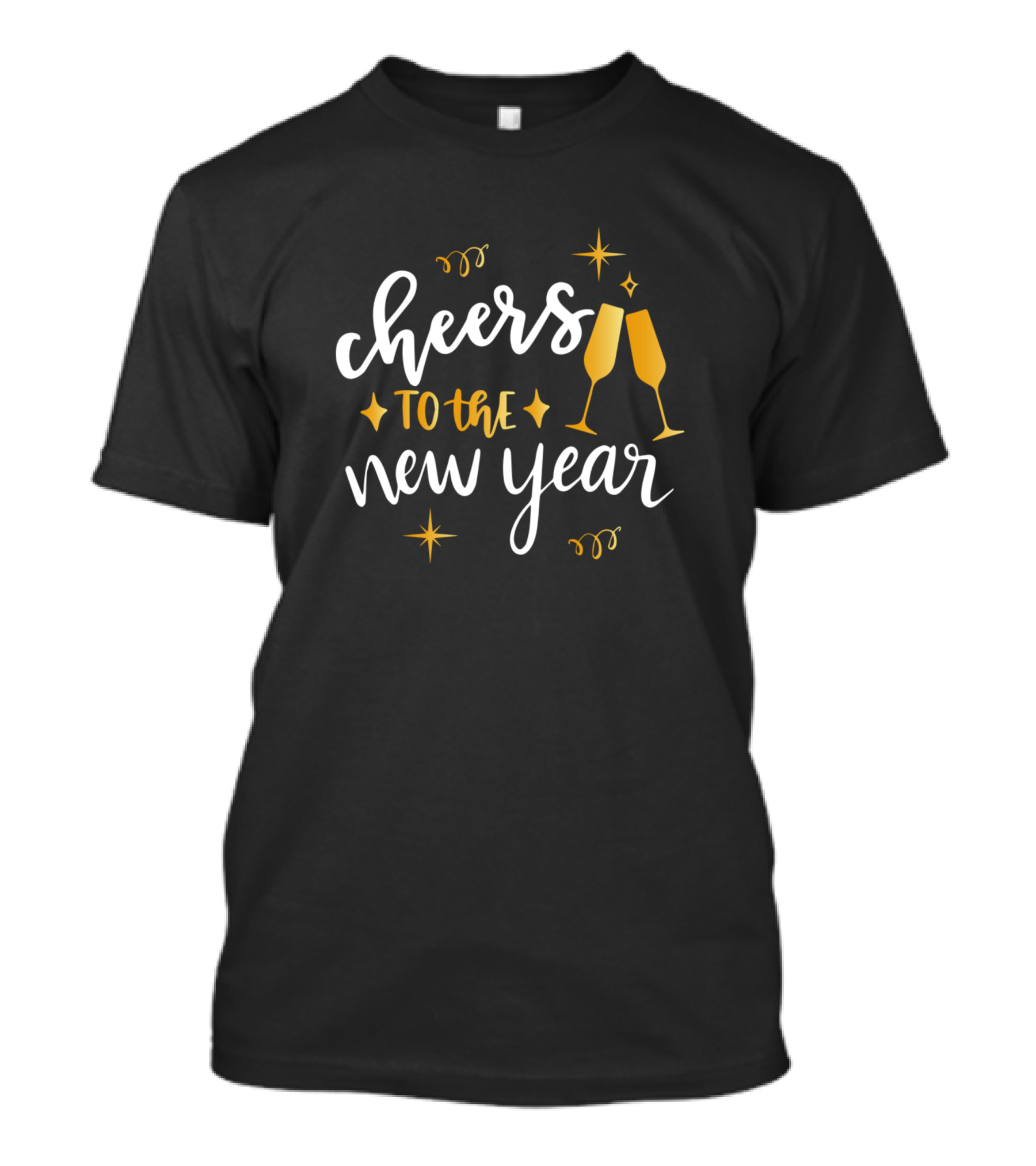 Cheers To The New Year With Champagne Glasses And Stars T-Shirt