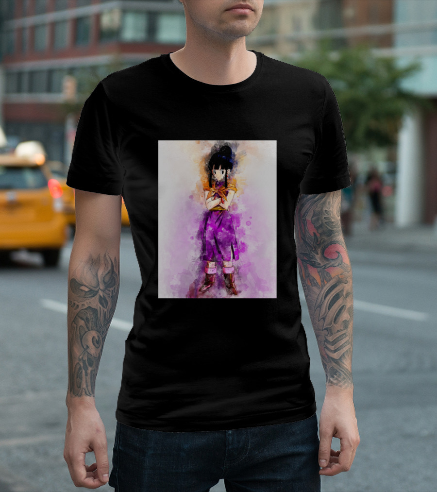 Chi Chi In Colorful Artwork Style With Goku Vegeta Bulma Gohan Ace Reference T-Shirt
