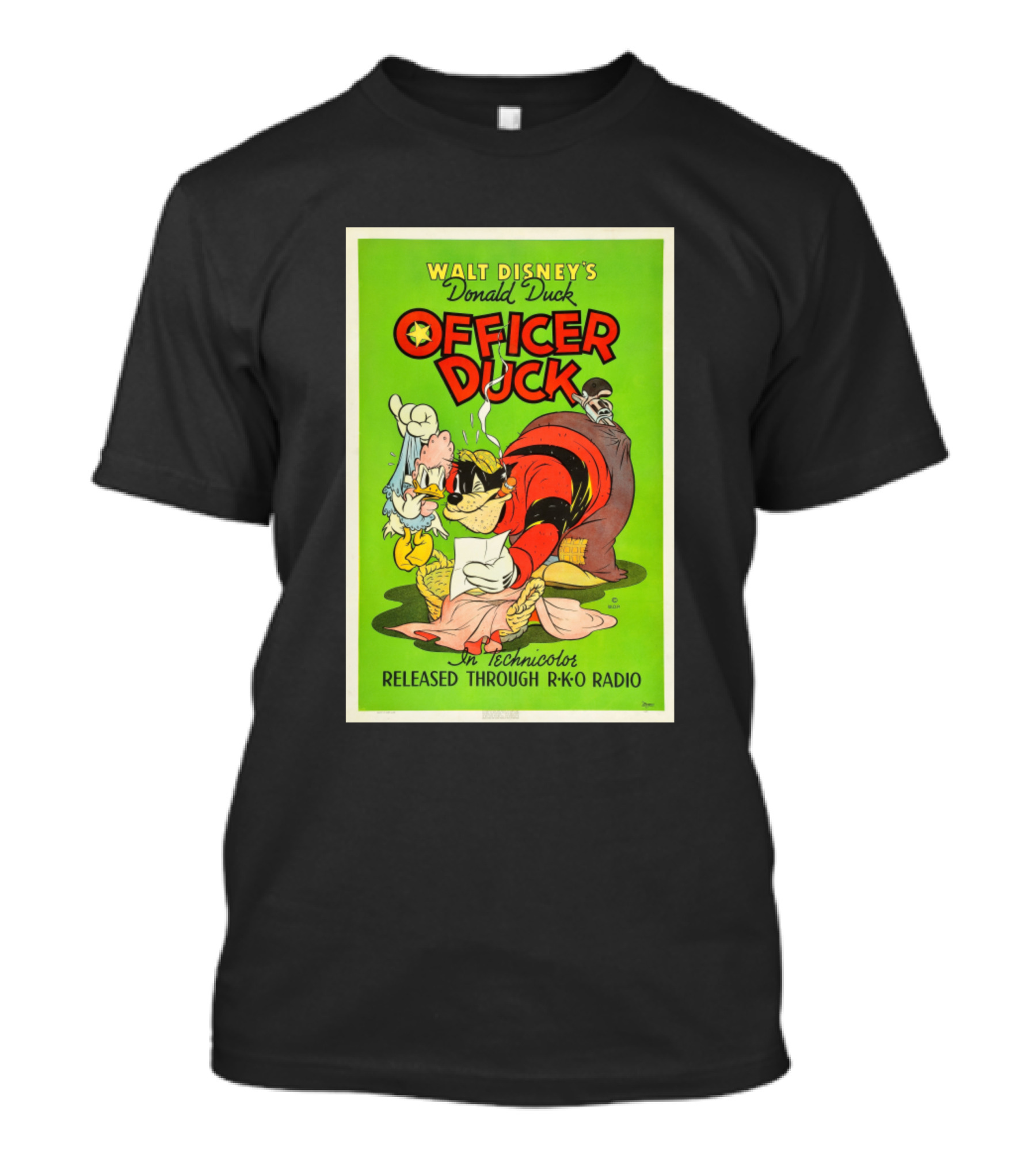 Walt Disney's Donald Duck Officer Duck Released Through RKO Radio In Technicolor T-Shirt
