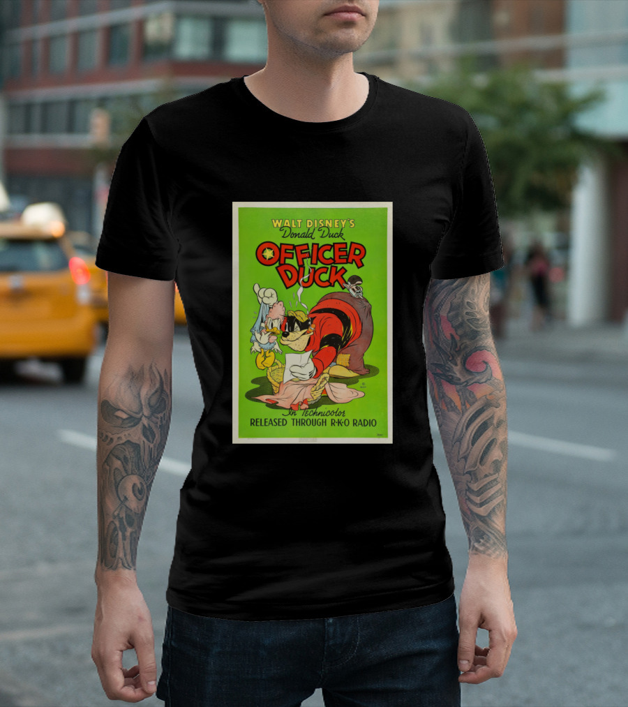 Walt Disney's Donald Duck Officer Duck Released Through RKO Radio In Technicolor T-Shirt
