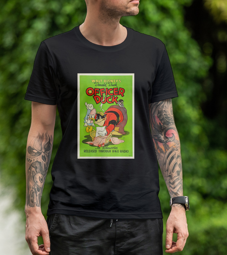 Walt Disney's Donald Duck Officer Duck Released Through RKO Radio In Technicolor T-Shirt
