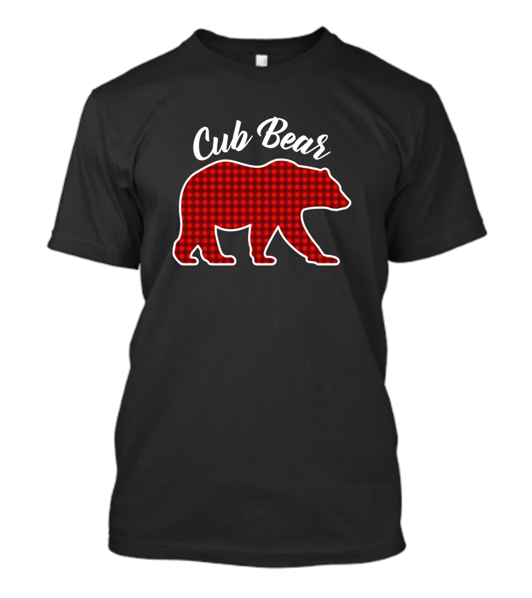 Cub Bear Red Plaid Christmas Family Matching Pajamas T-Shirt