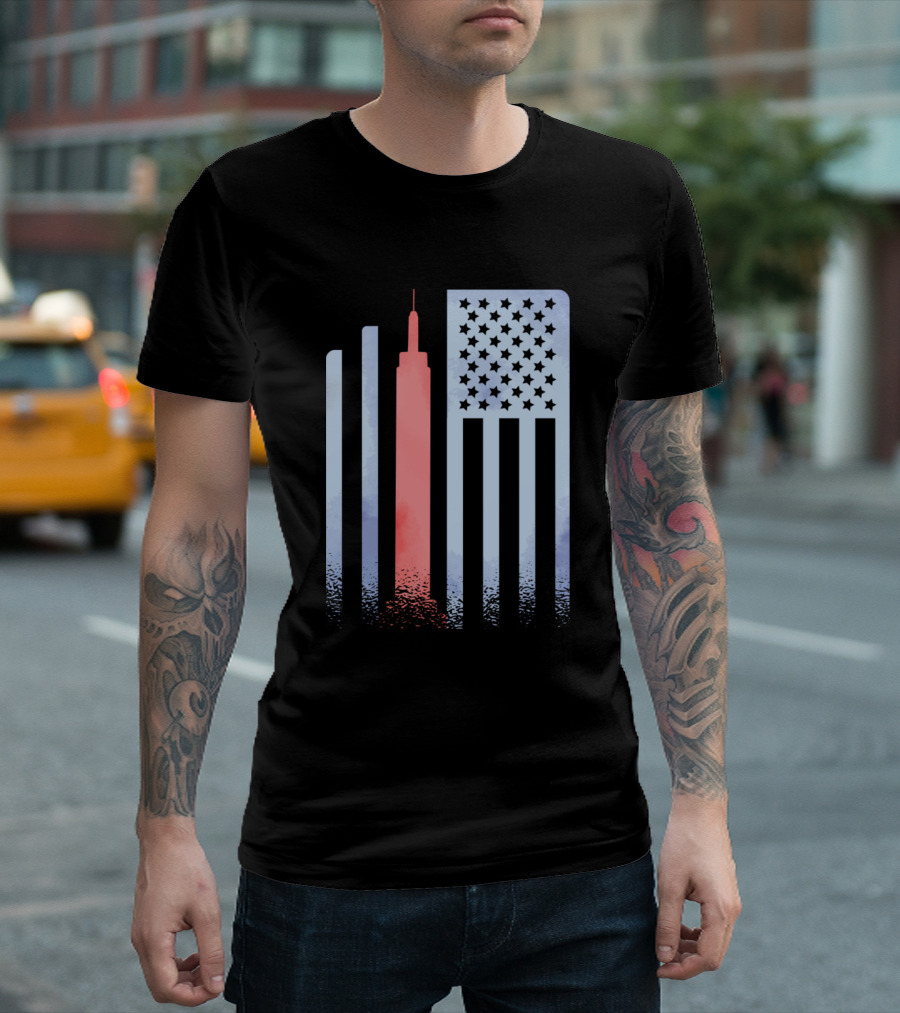 Empire State Building American Flag Skyline T-Shirt