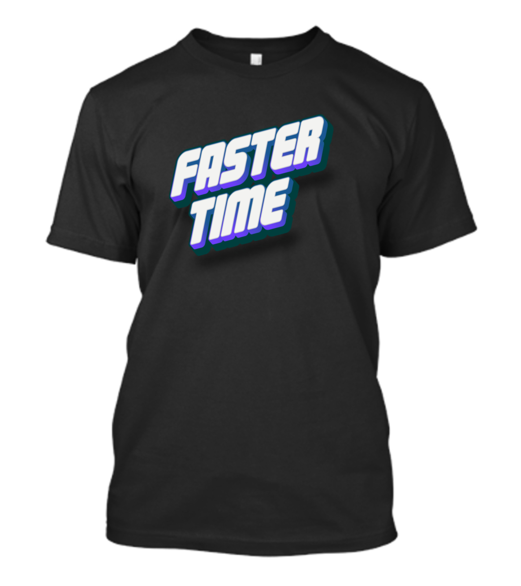 FASTER TIME Vivid Retro Style 3D Text T-Shirt