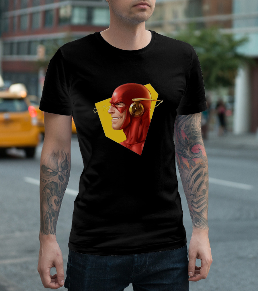 Flash Superhero Lightning Bolt Profile T-Shirt