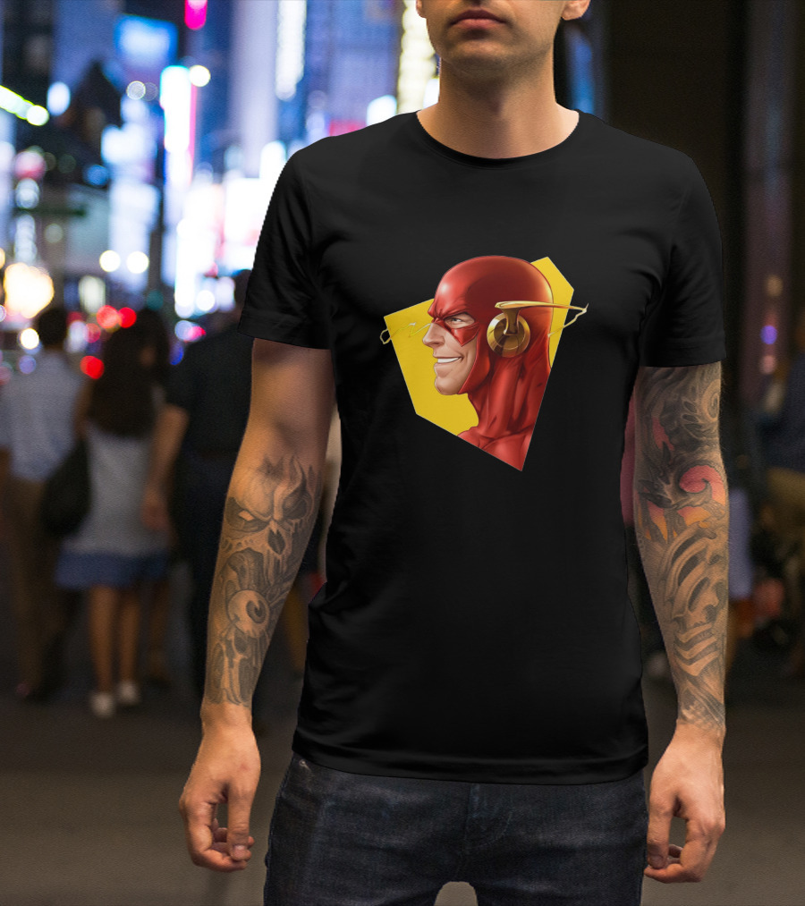 Flash Superhero Lightning Bolt Profile T-Shirt