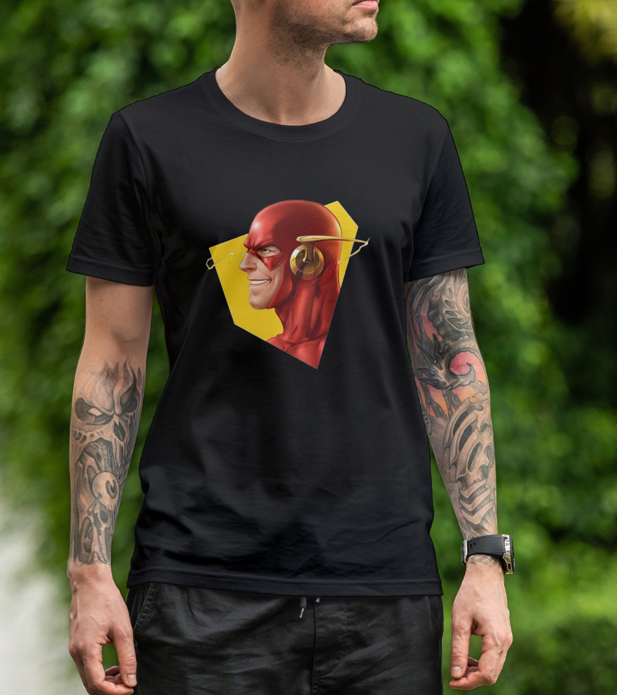 Flash Superhero Lightning Bolt Profile T-Shirt