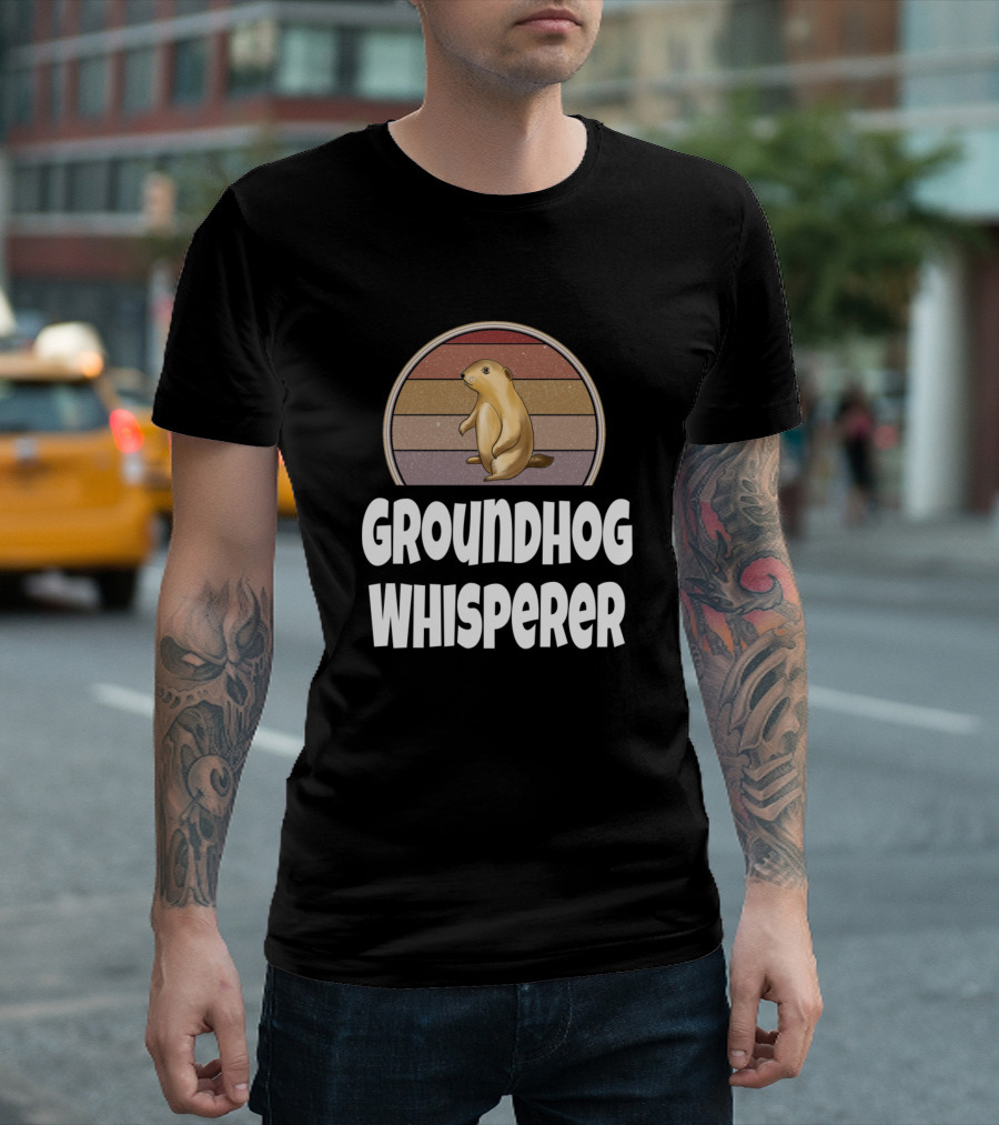 Groundhog Whisperer Funny Groundhog Day Woodchuck Retro Vintage T-Shirt