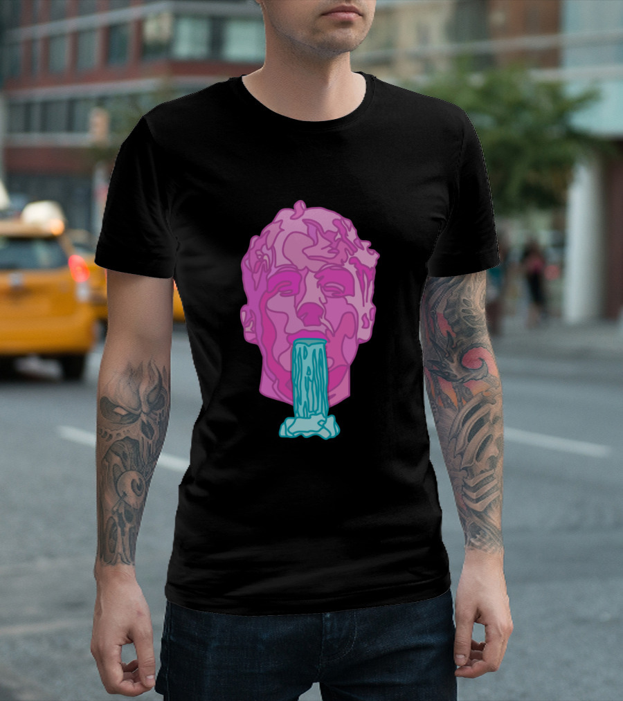 Glass Animals Pink Head with Blue Soda Waterfall T-Shirt