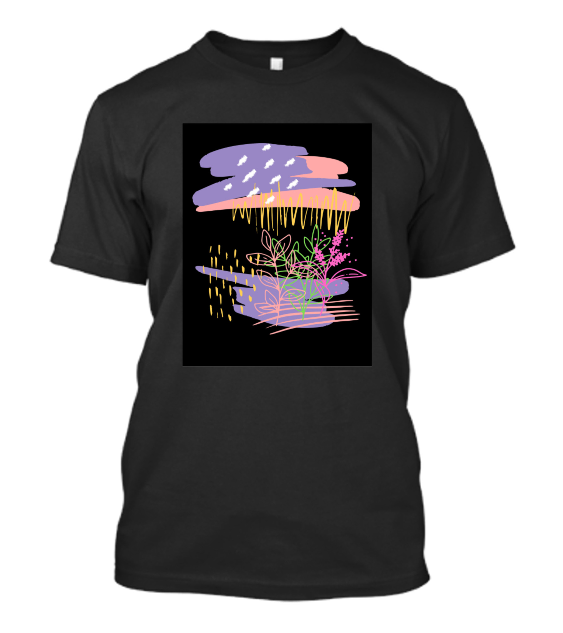 Happy Rainy Day Colorful Clouds And Flowers T-Shirt