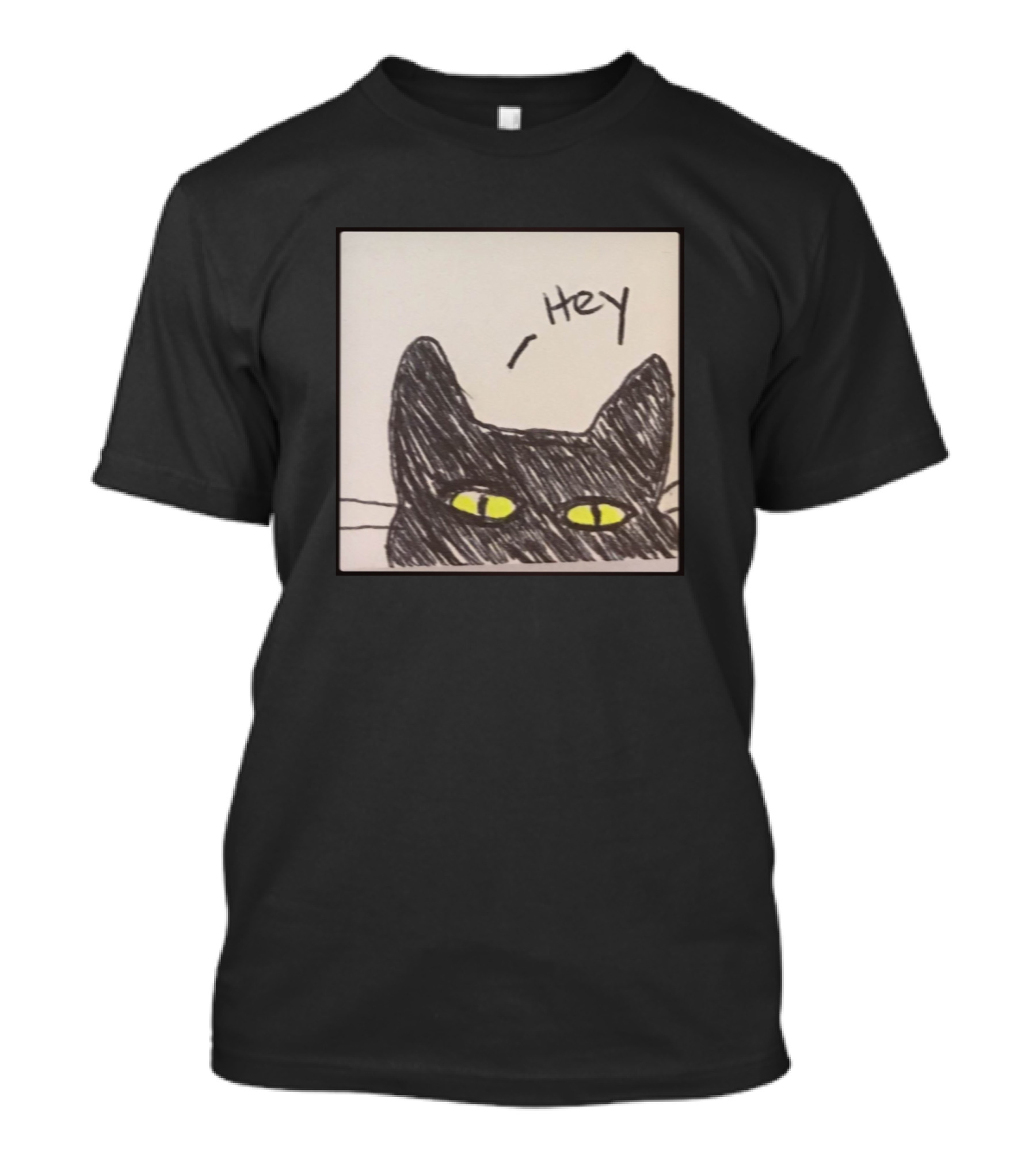 Hey Cat Peeking With Yellow Eyes T-Shirt
