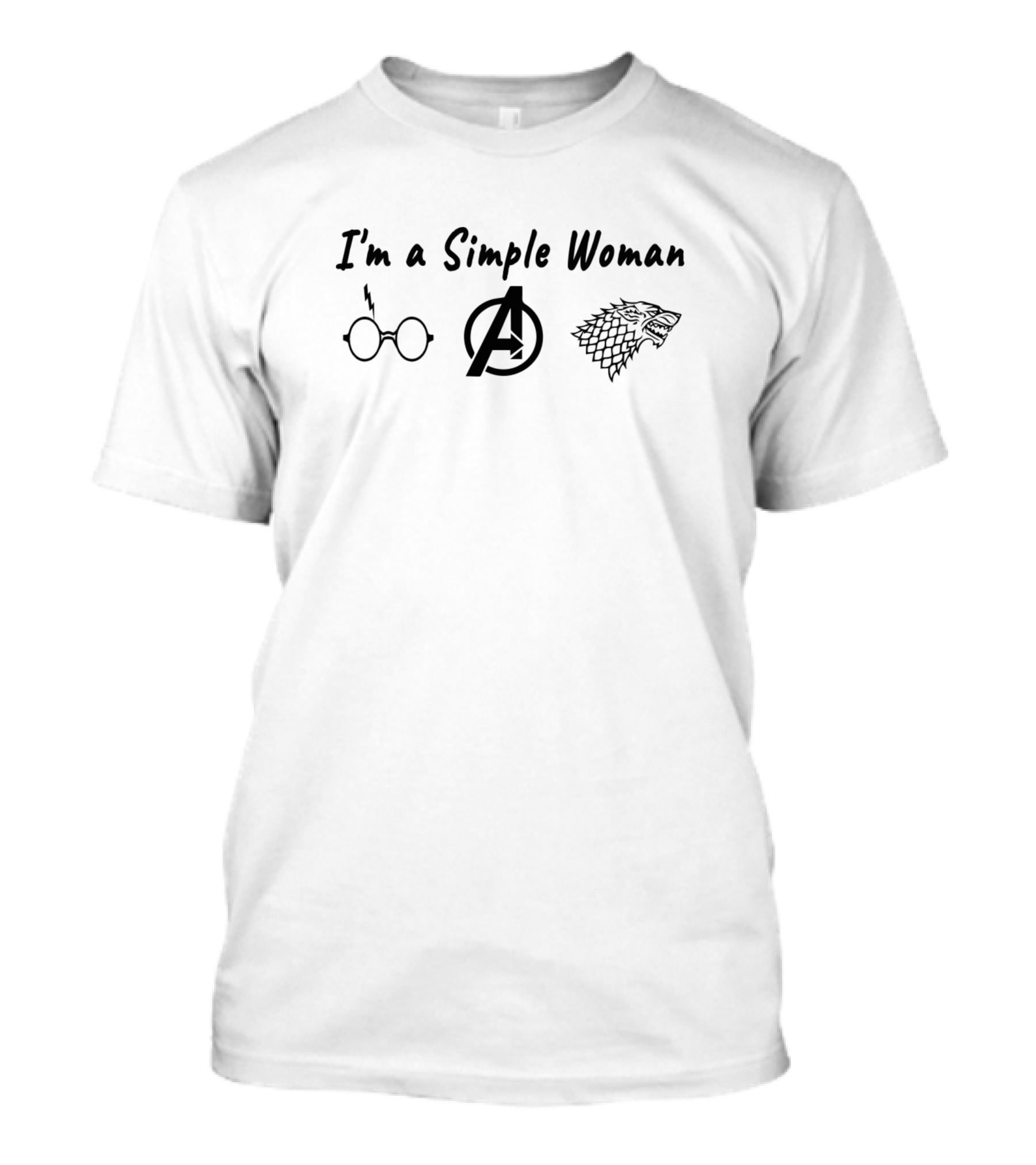 I'm A Simple Woman Glasses Lightning Avengers Wolf T-Shirt