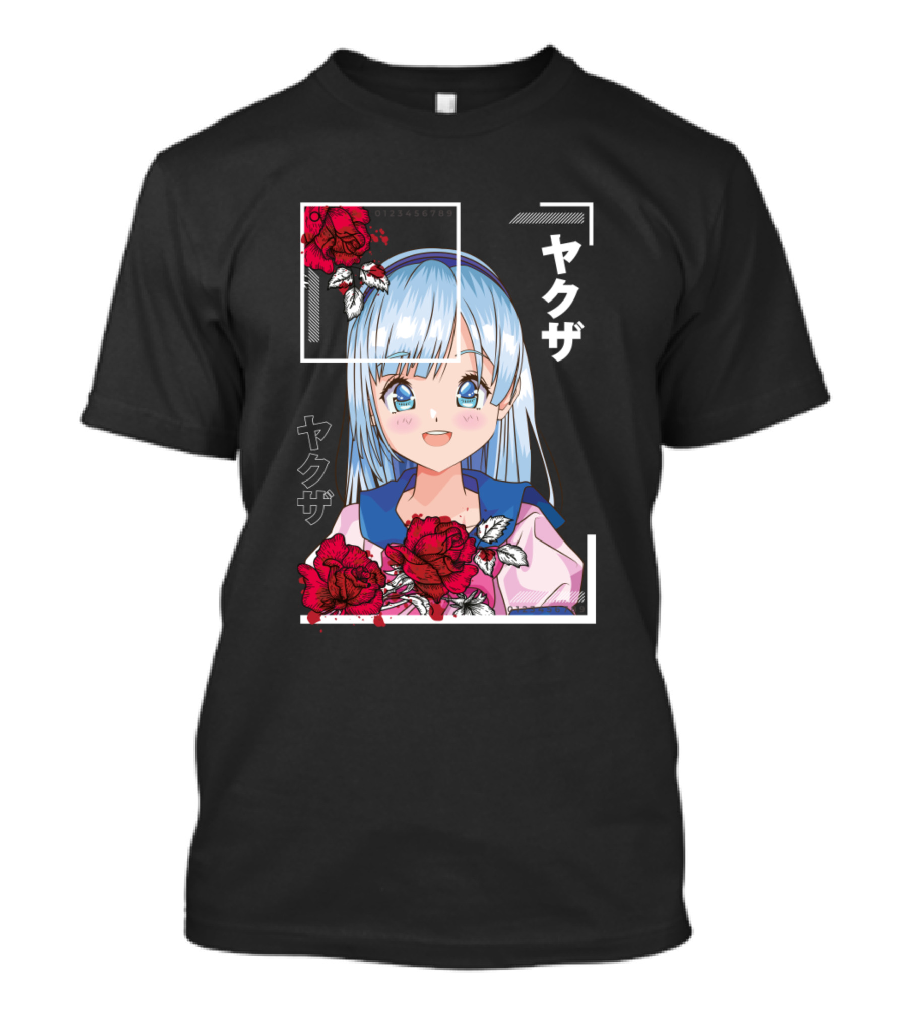 Japan Yakuza Urban Floral Anime Girl Roses T-Shirt