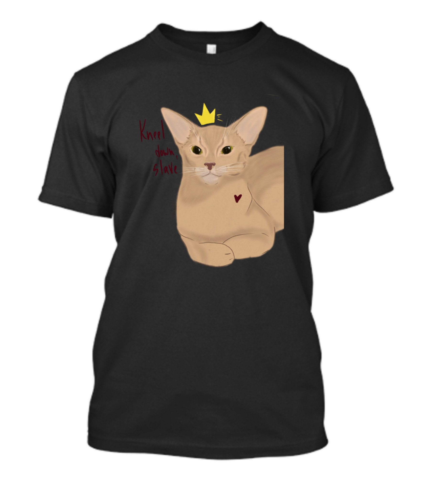 Kneel Down Slave Cat With Heart And Yellow Crown T-Shirt