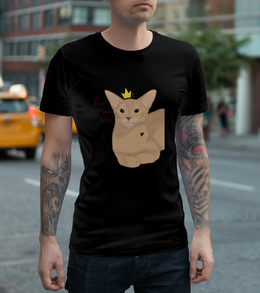 Kneel Down Slave Cat With Heart And Yellow Crown T-Shirt