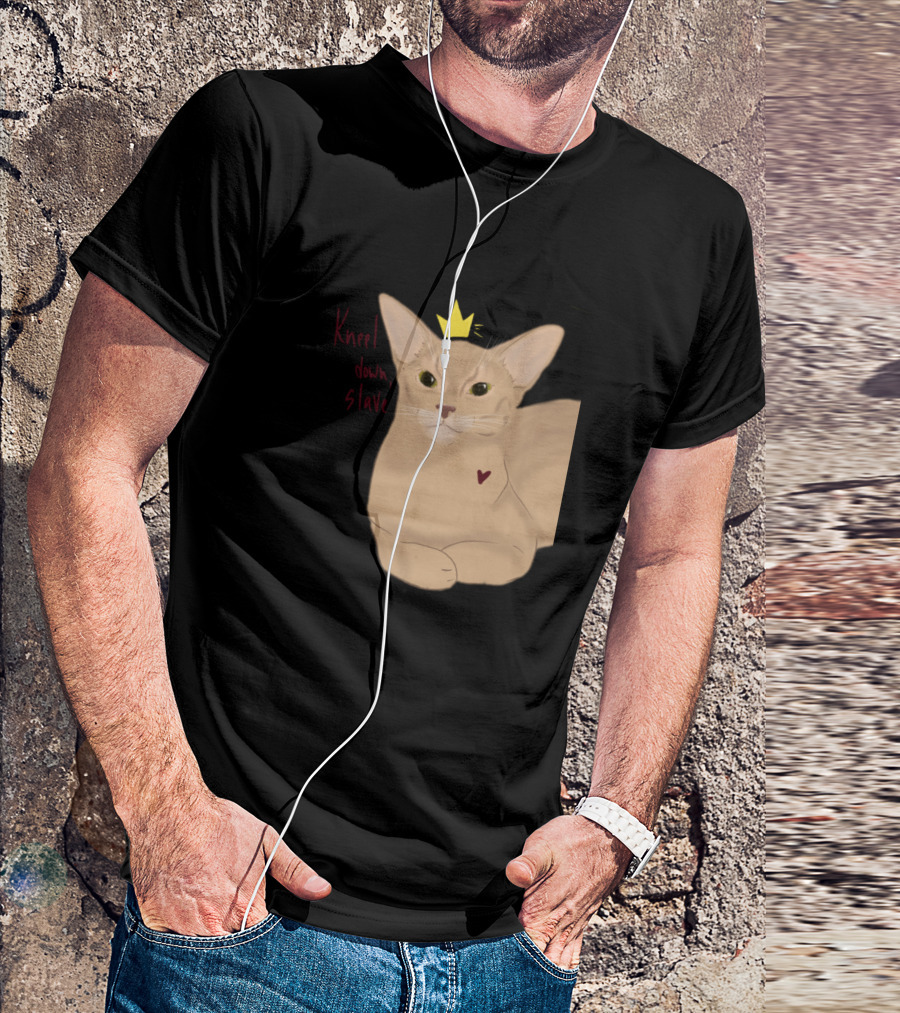 Kneel Down Slave Cat With Heart And Yellow Crown T-Shirt