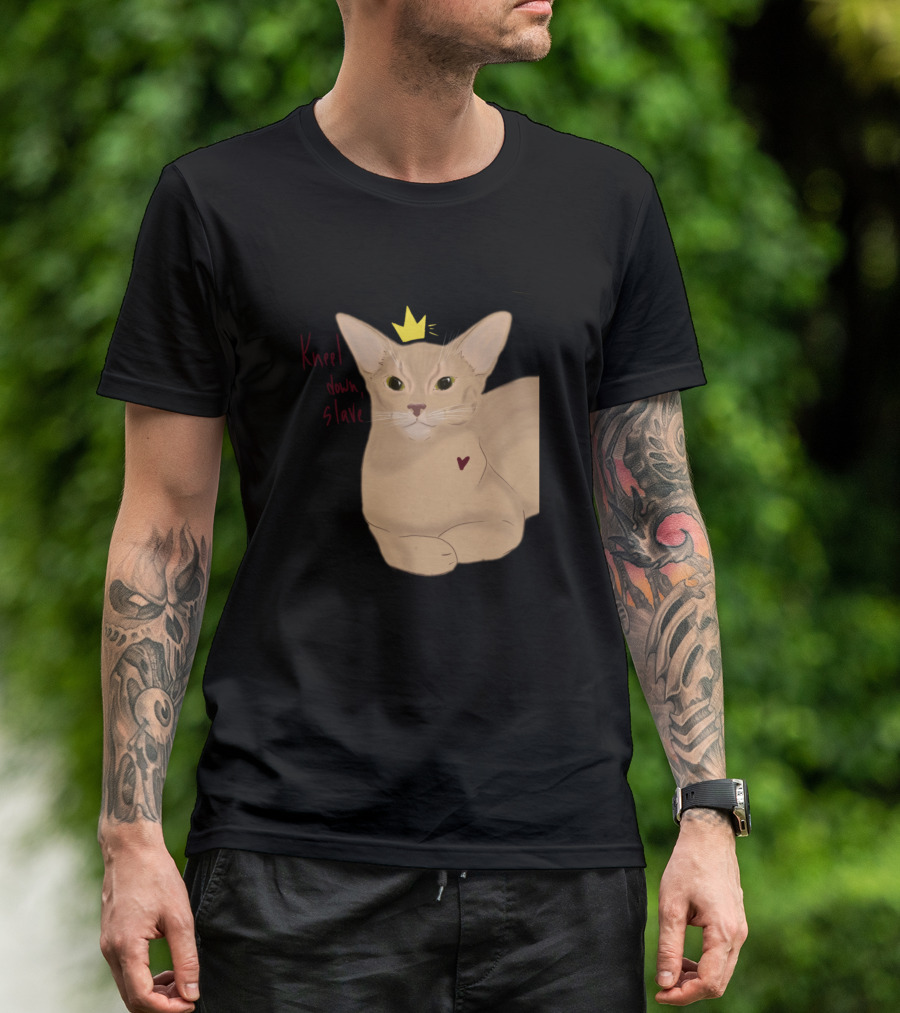 Kneel Down Slave Cat With Heart And Yellow Crown T-Shirt