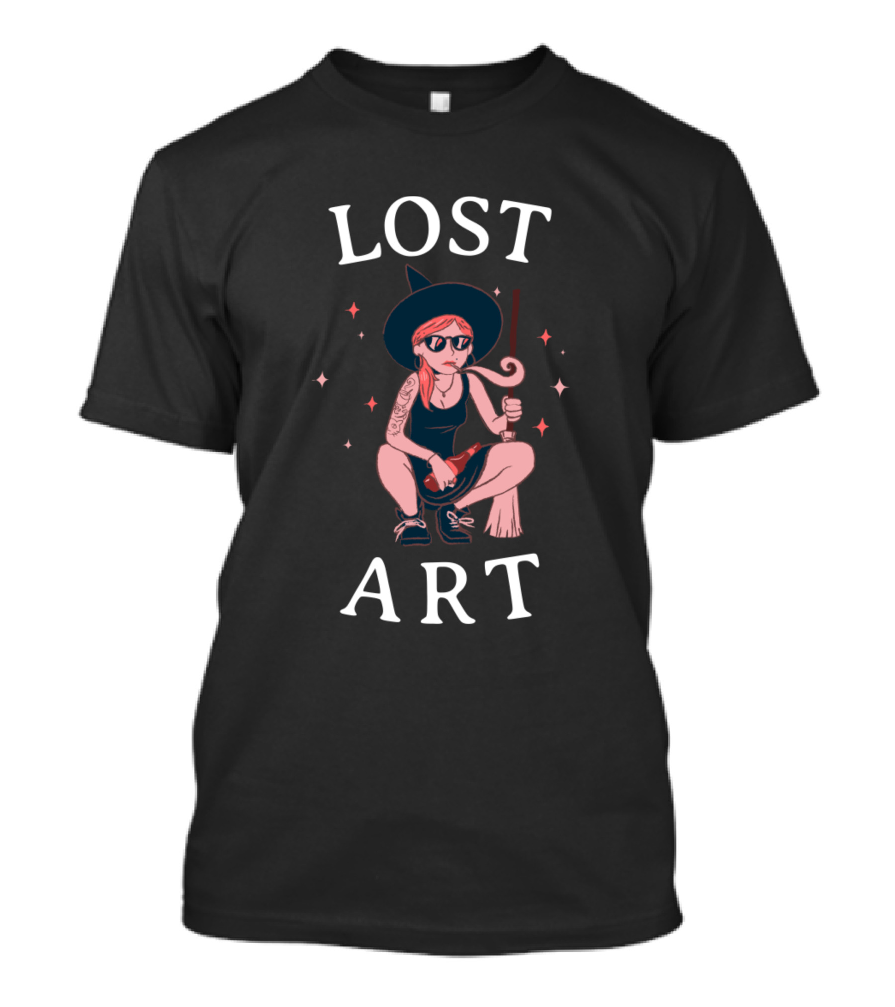 LOST ART Modern Witch Aesthetic Broom Tattoo T-Shirt