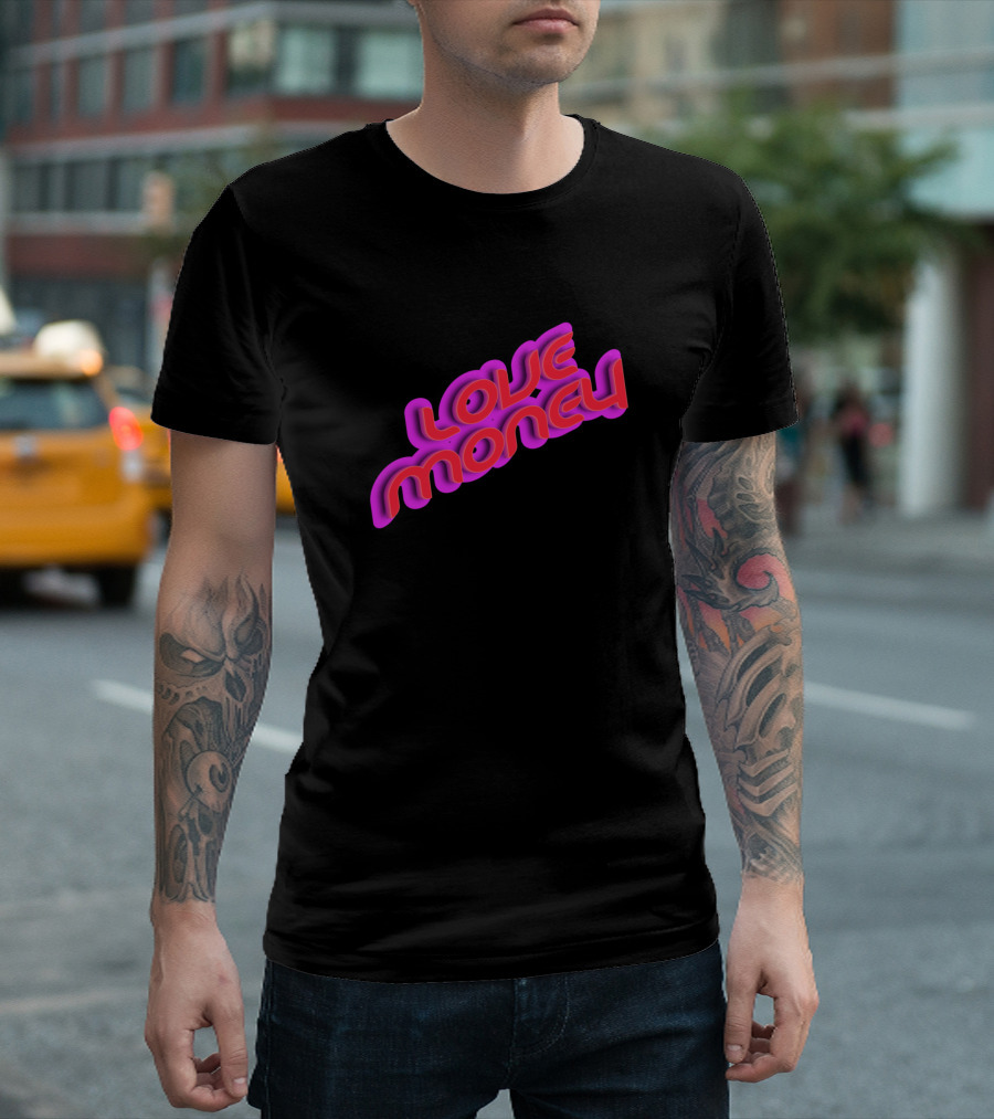 Love Money 3D Neon Text T-Shirt