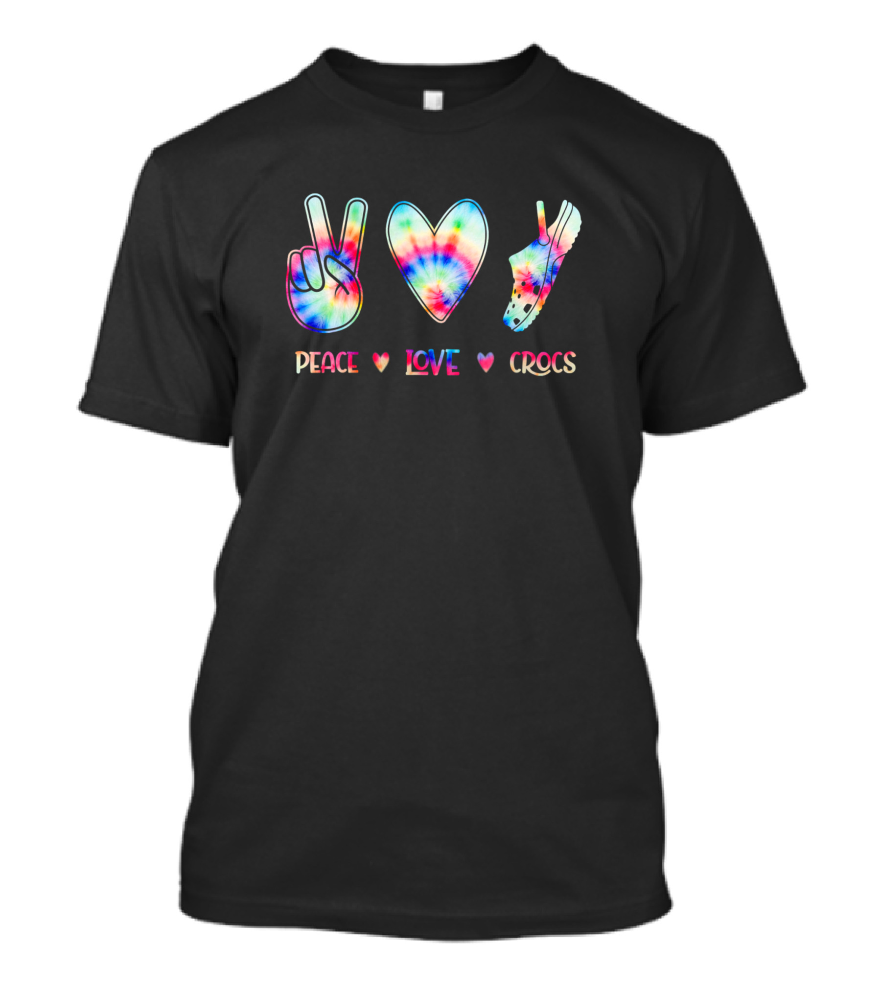 Peace Love Crocs Tie-Dye Family Fun T-Shirt