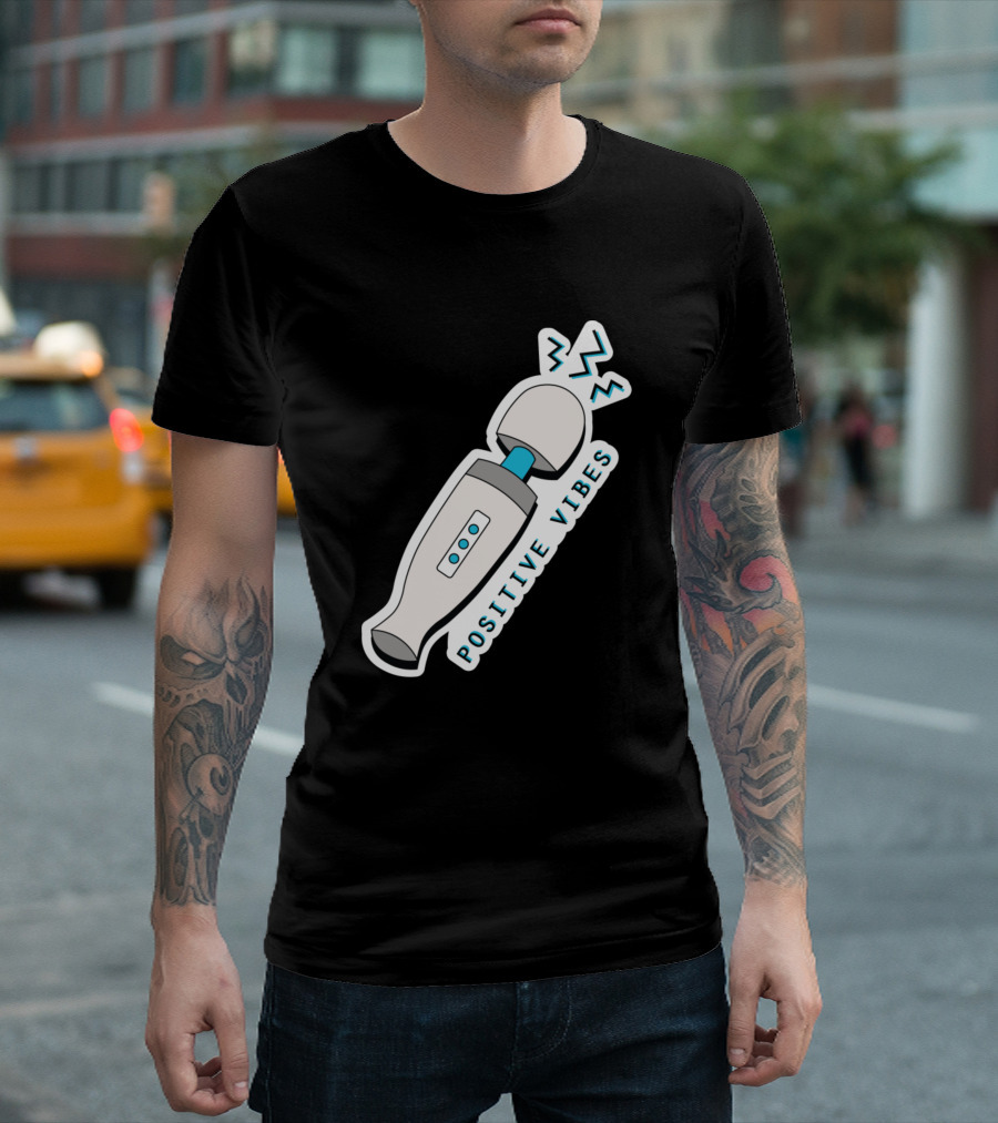 Positive Vibes Massage Wand Icon with Zap Lines T-Shirt
