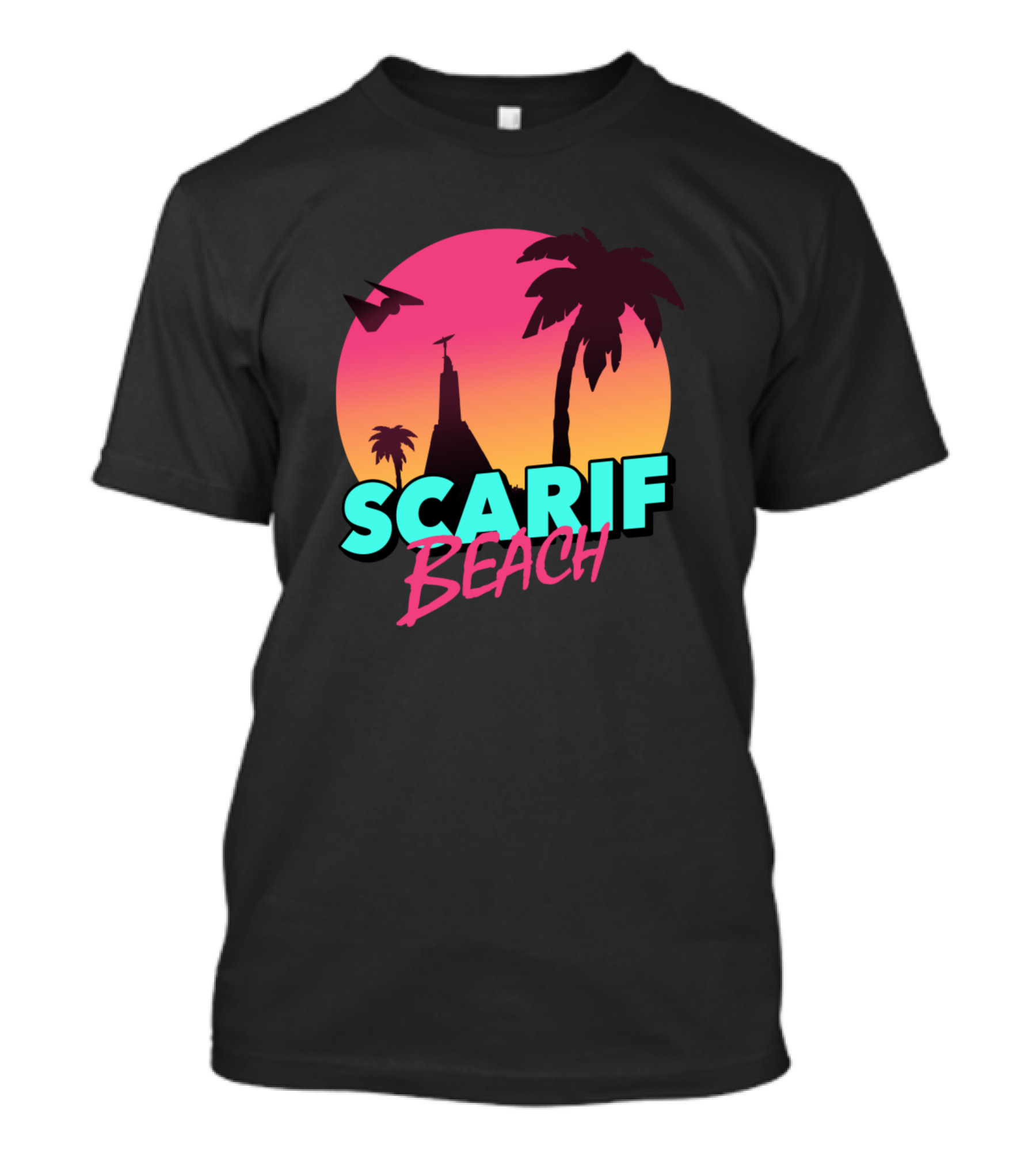Scarif Beach Palm Trees Sunset T-Shirt