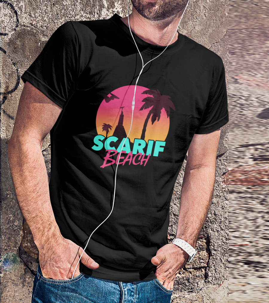 Scarif Beach Palm Trees Sunset T-Shirt