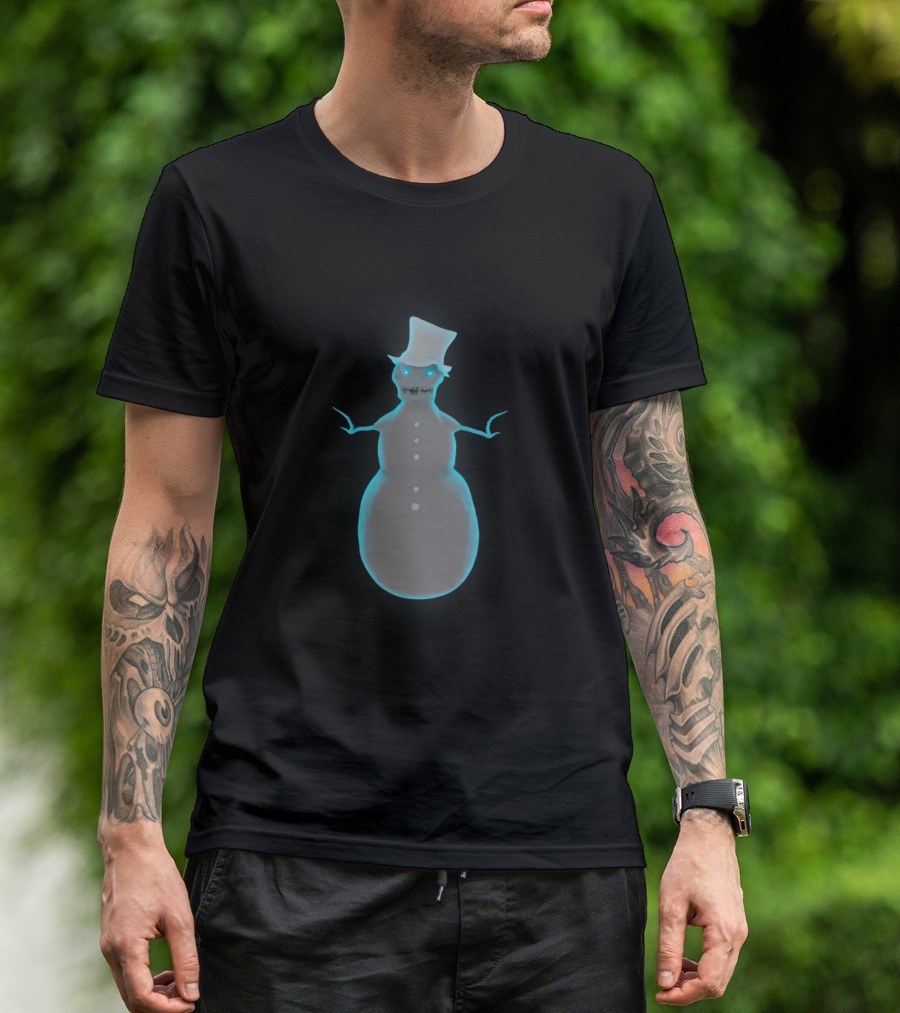 Scary Snowman Red Eyes New Year Christmas Holiday T-Shirt