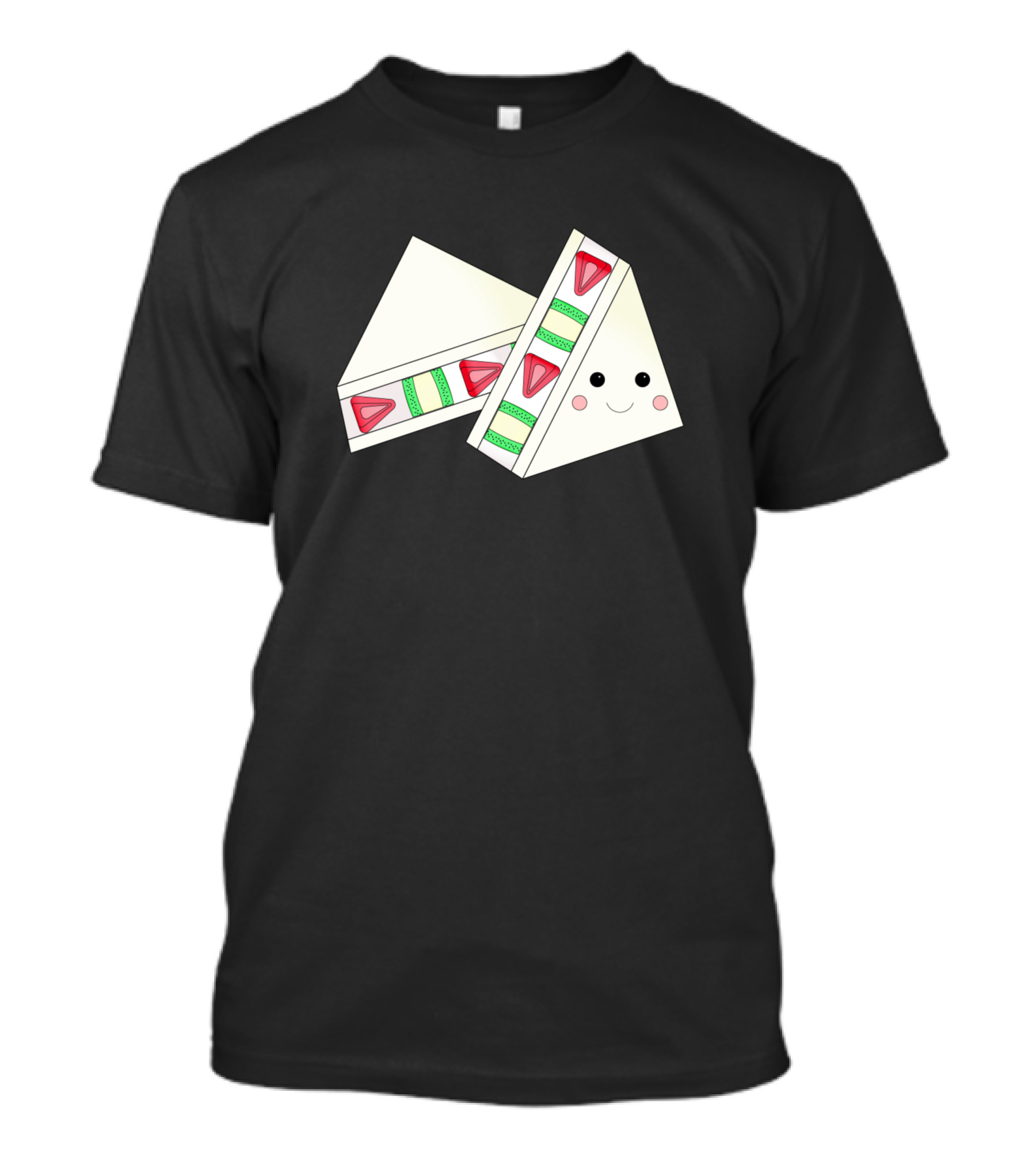 Strawberry And Kiwi Sando Cute Triangle Sandwich Face T-Shirt