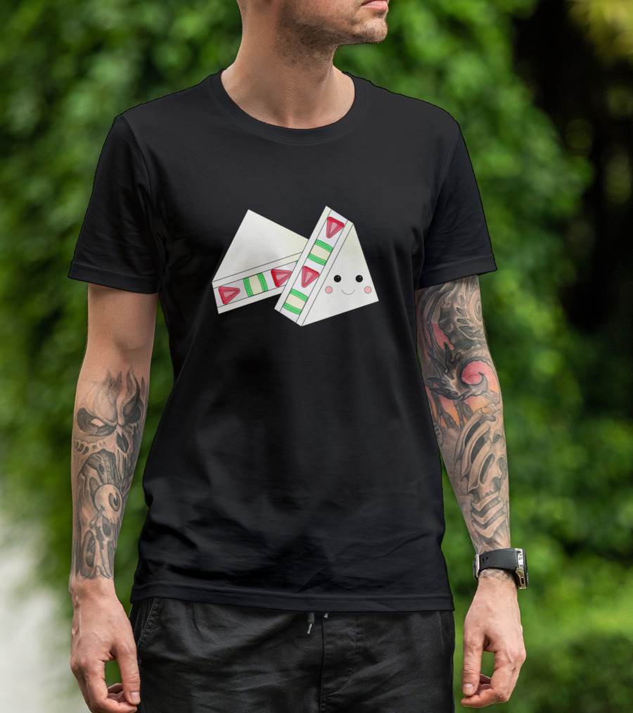 Strawberry And Kiwi Sando Cute Triangle Sandwich Face T-Shirt