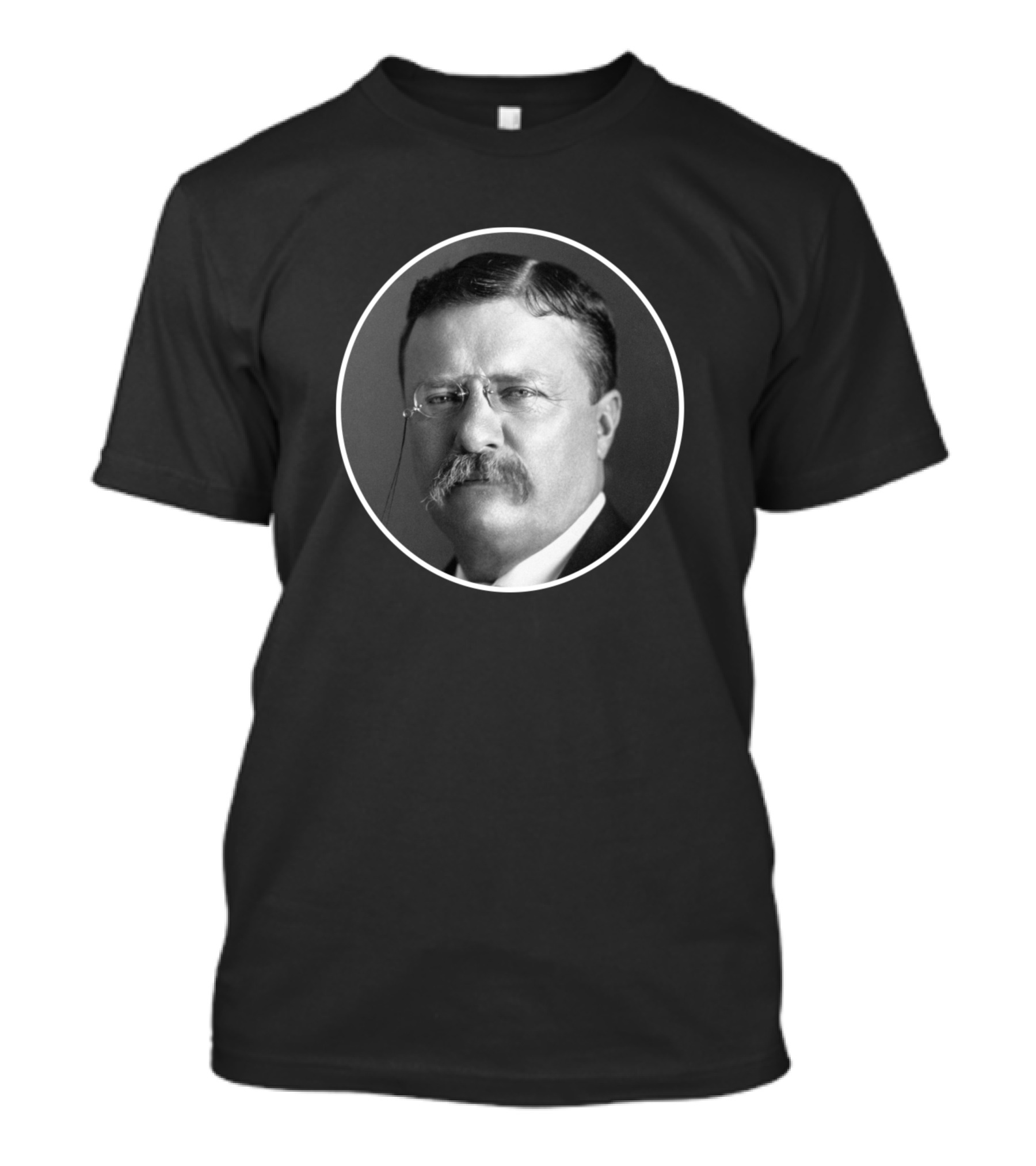 Theodore Roosevelt Portrait History Icon Oval Frame Monochrome T-Shirt