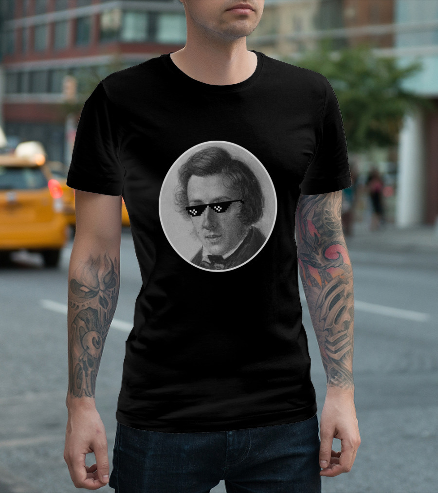 Thug Life Chopin With Pixel Sunglasses T-Shirt