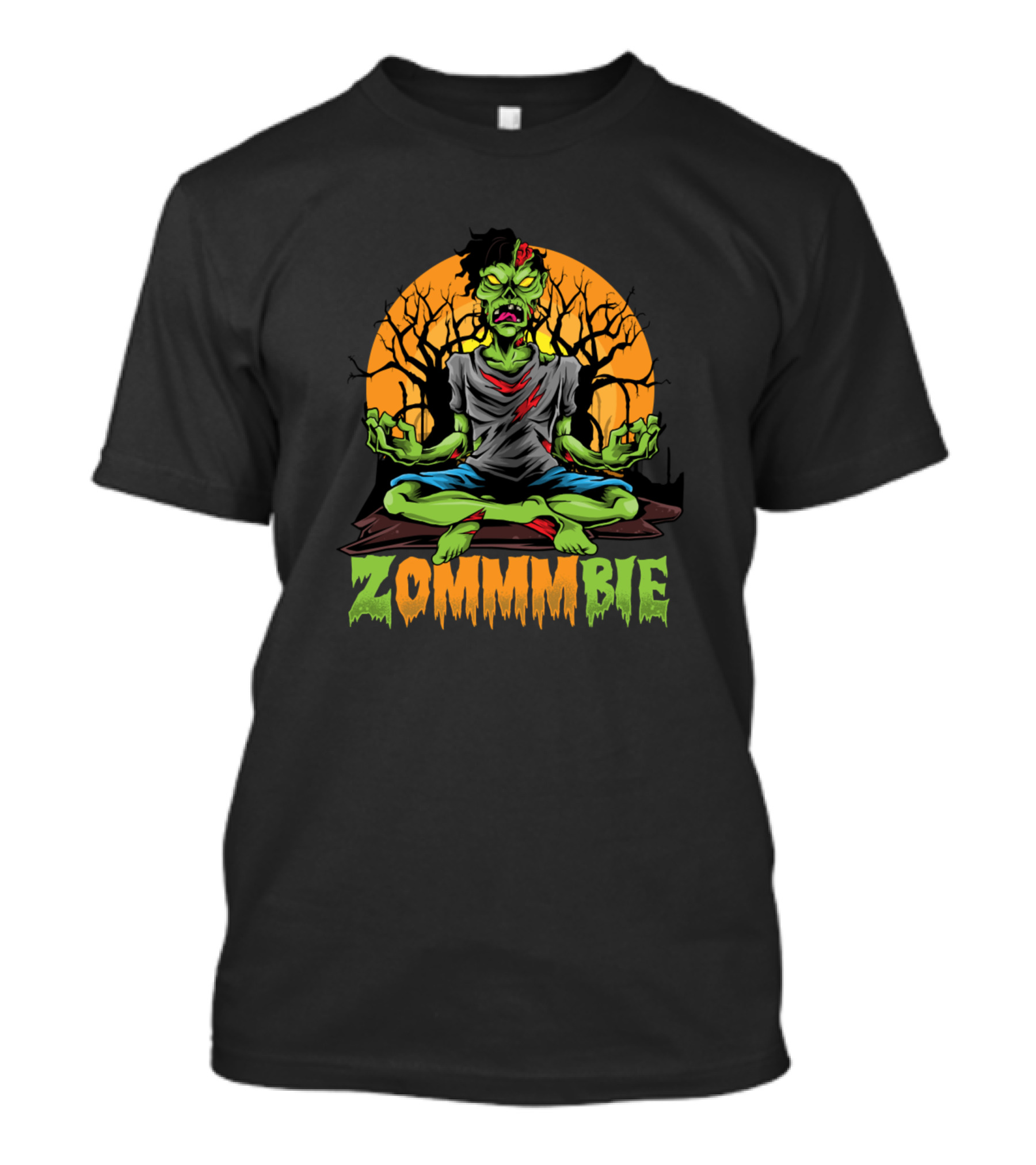 Yoga Zommmmbie Namaste Meditation Halloween Trees T-Shirt