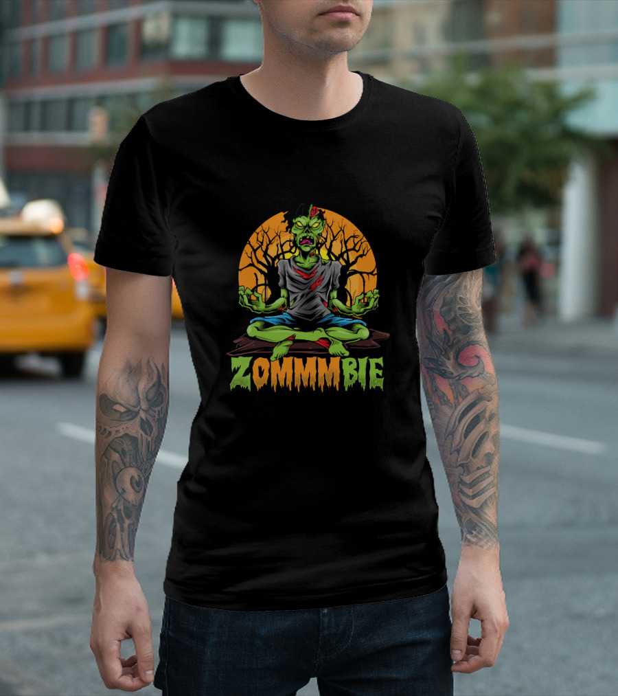 Yoga Zommmmbie Namaste Meditation Halloween Trees T-Shirt