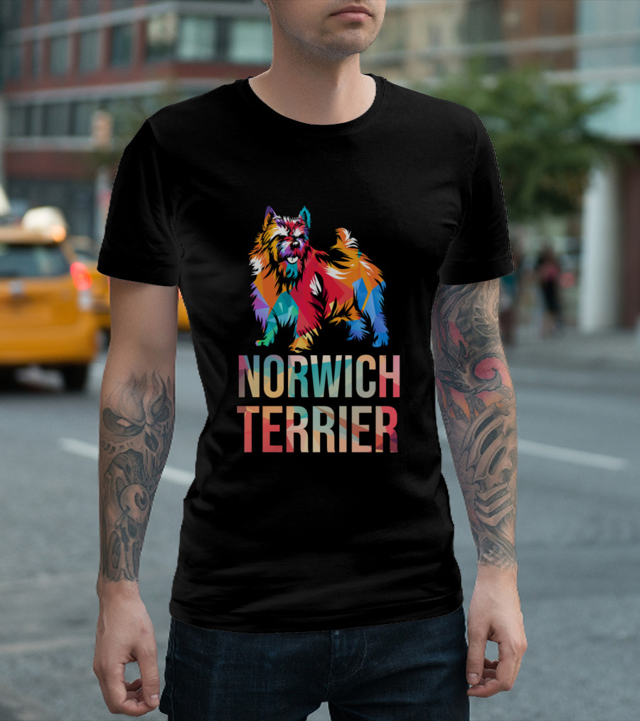 Norwich Terrier Colorful Geometric Dog T-Shirt