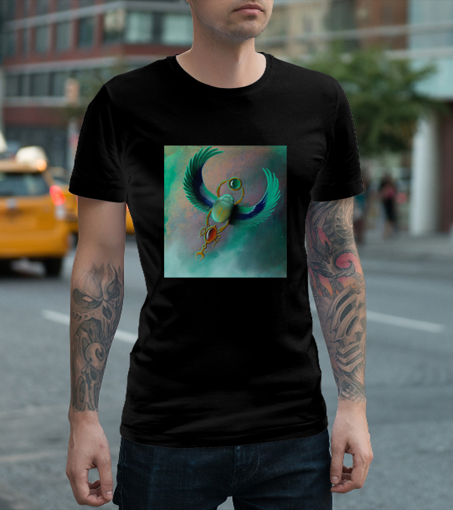 Flying Scarab Egyptian Gemstone Wings Skyward Journey T-Shirt