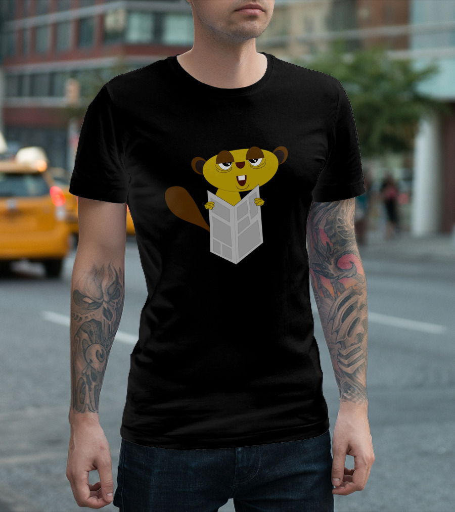 Funny Animal Holding Book With Amused Expression T-Shirt