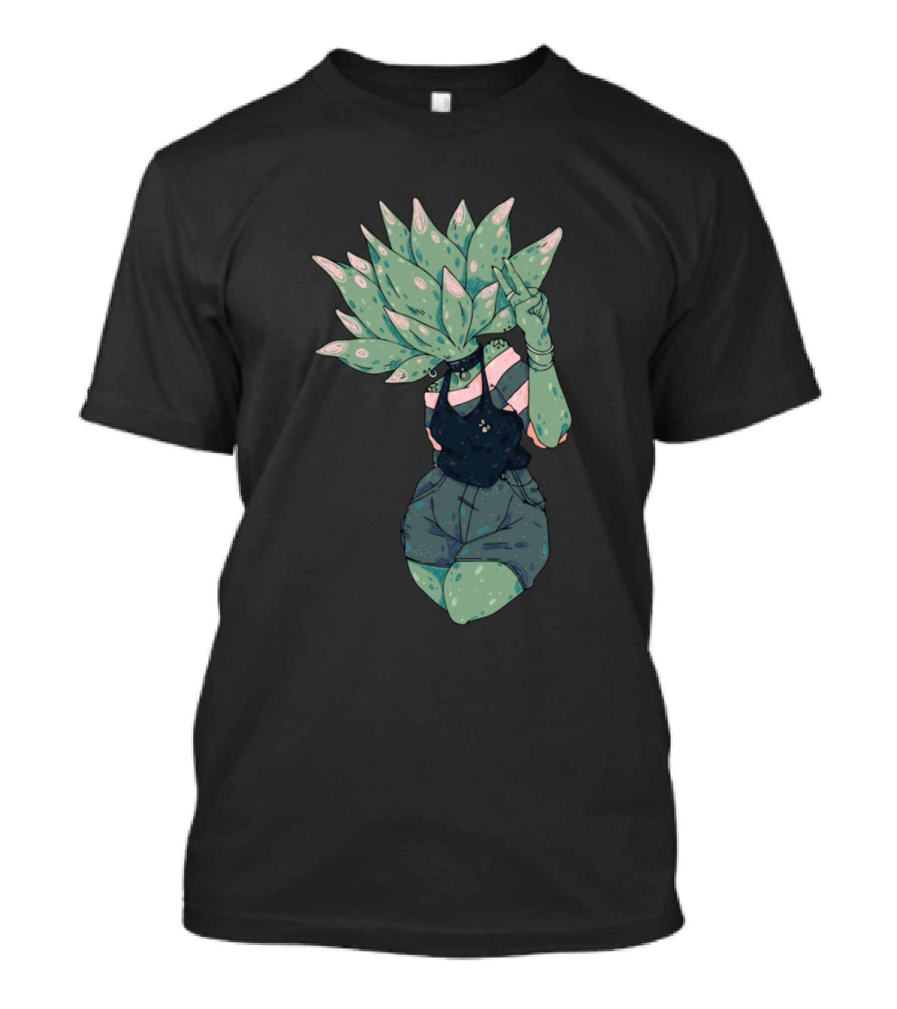 Girl Cute Alone Tree Plant Head Design New T-Shirt