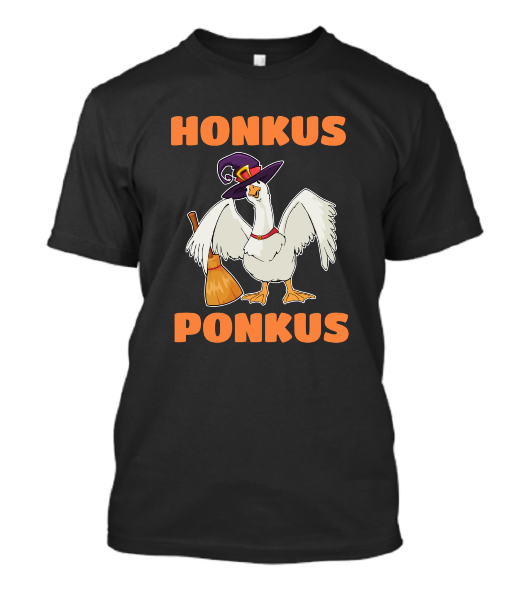 Honkus Ponkus Halloween Witch Duck Goose Broomstick T-Shirt