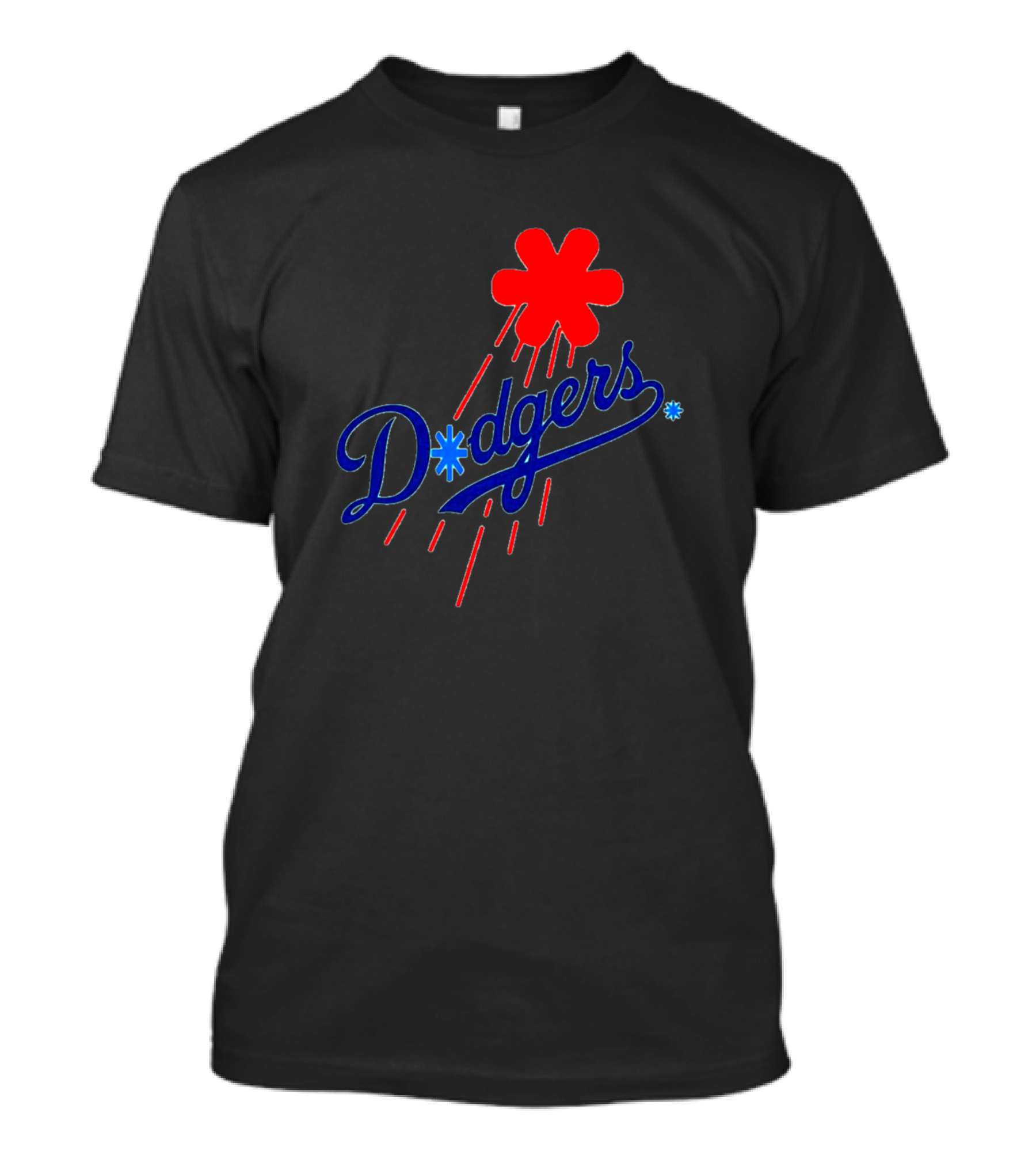 Dodgers Asterisk Logo With Red Flower Burst T-Shirt