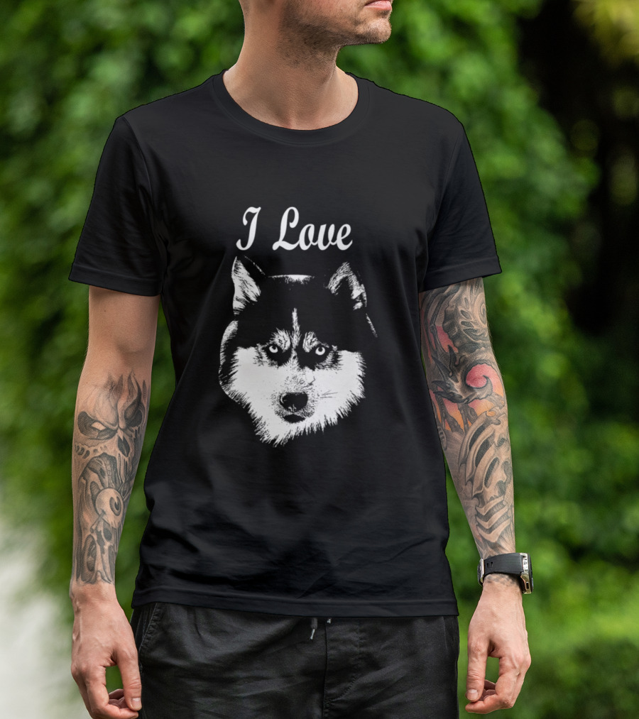 I Love Husky Face T-Shirt
