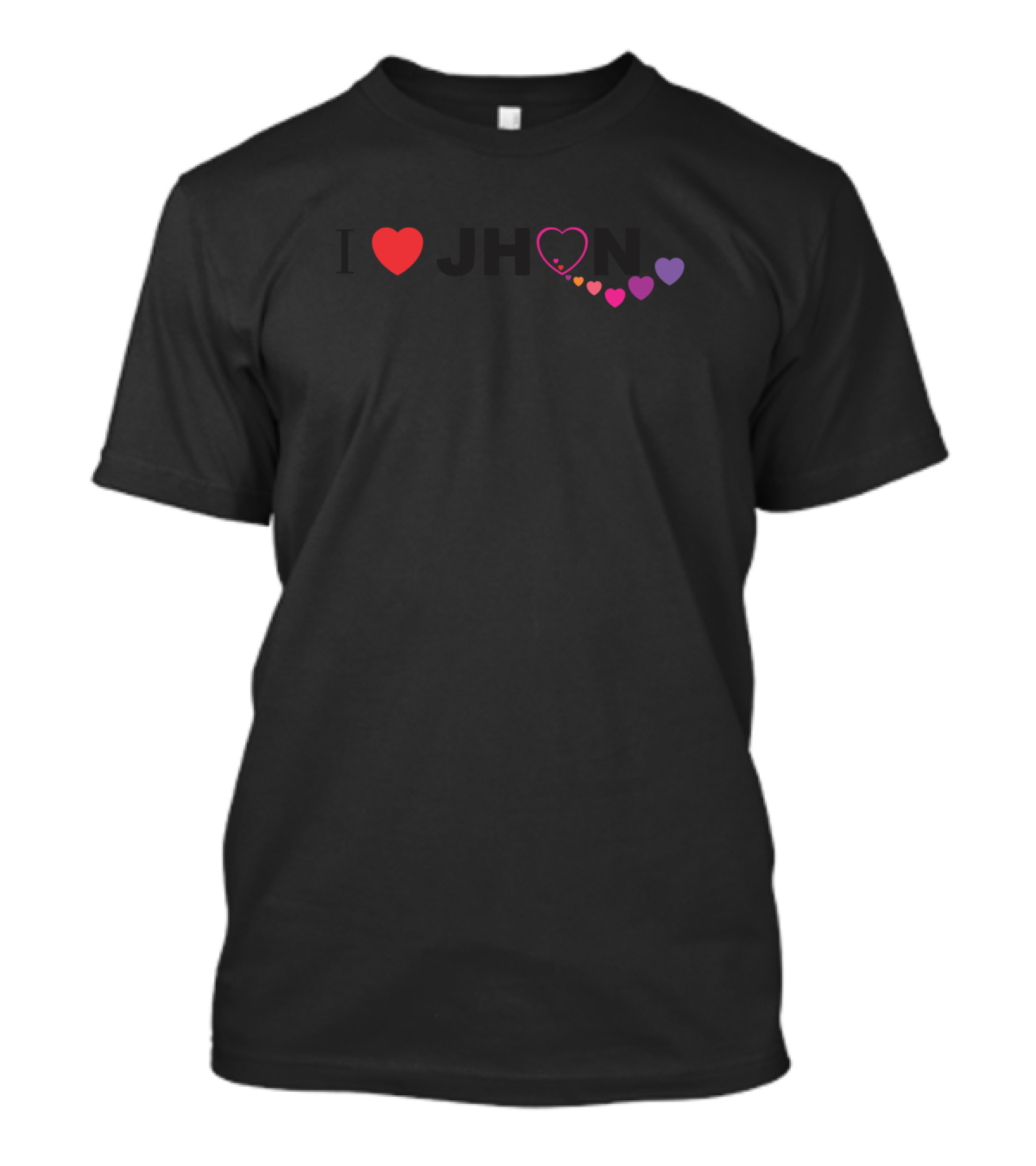I Love Jhon Heart Colorful Heart Sequence T-Shirt
