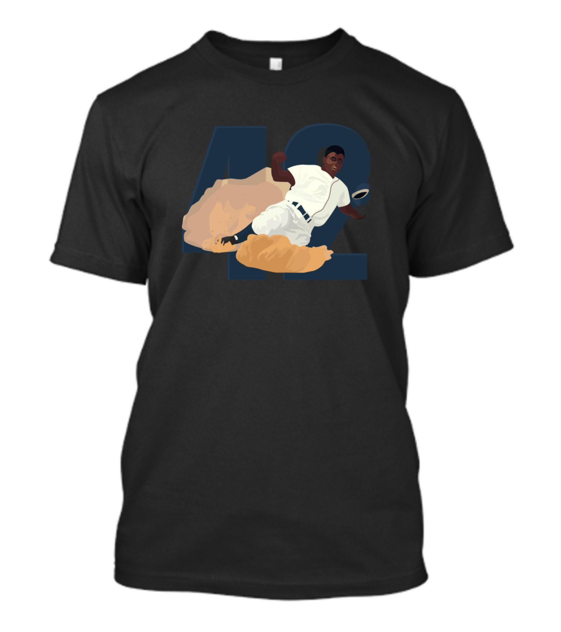 Jackie Robinson 42 Baseball Sliding Iconic Number T-Shirt